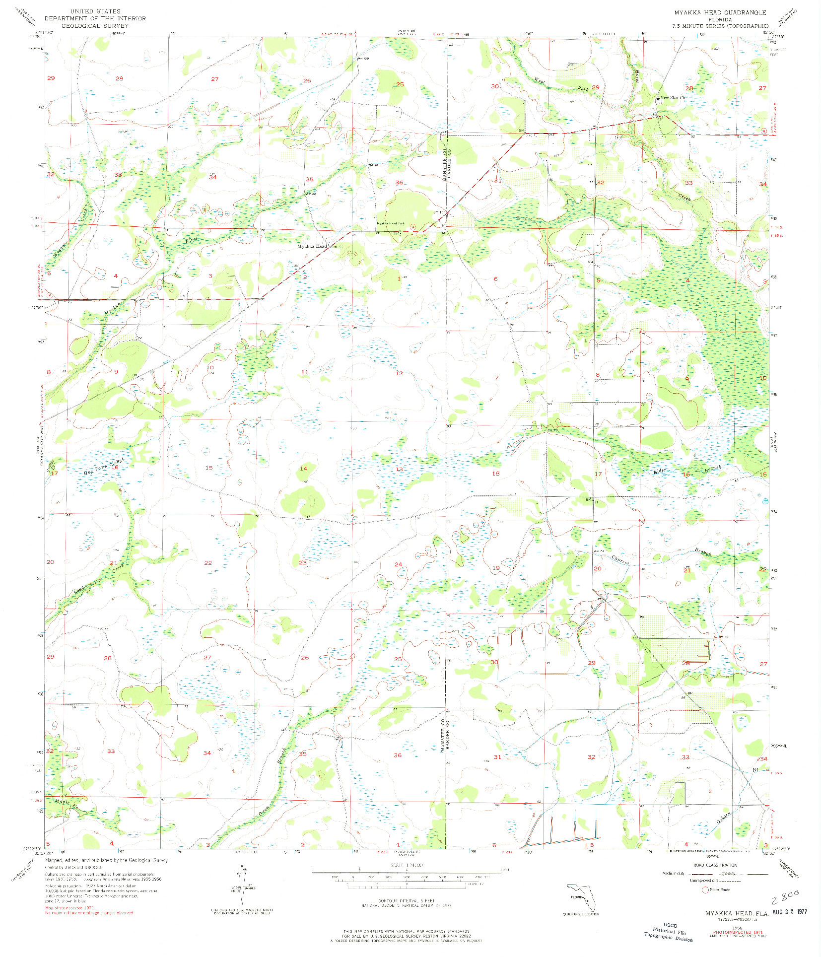 USGS 1:24000-SCALE QUADRANGLE FOR MYAKKA HEAD, FL 1956