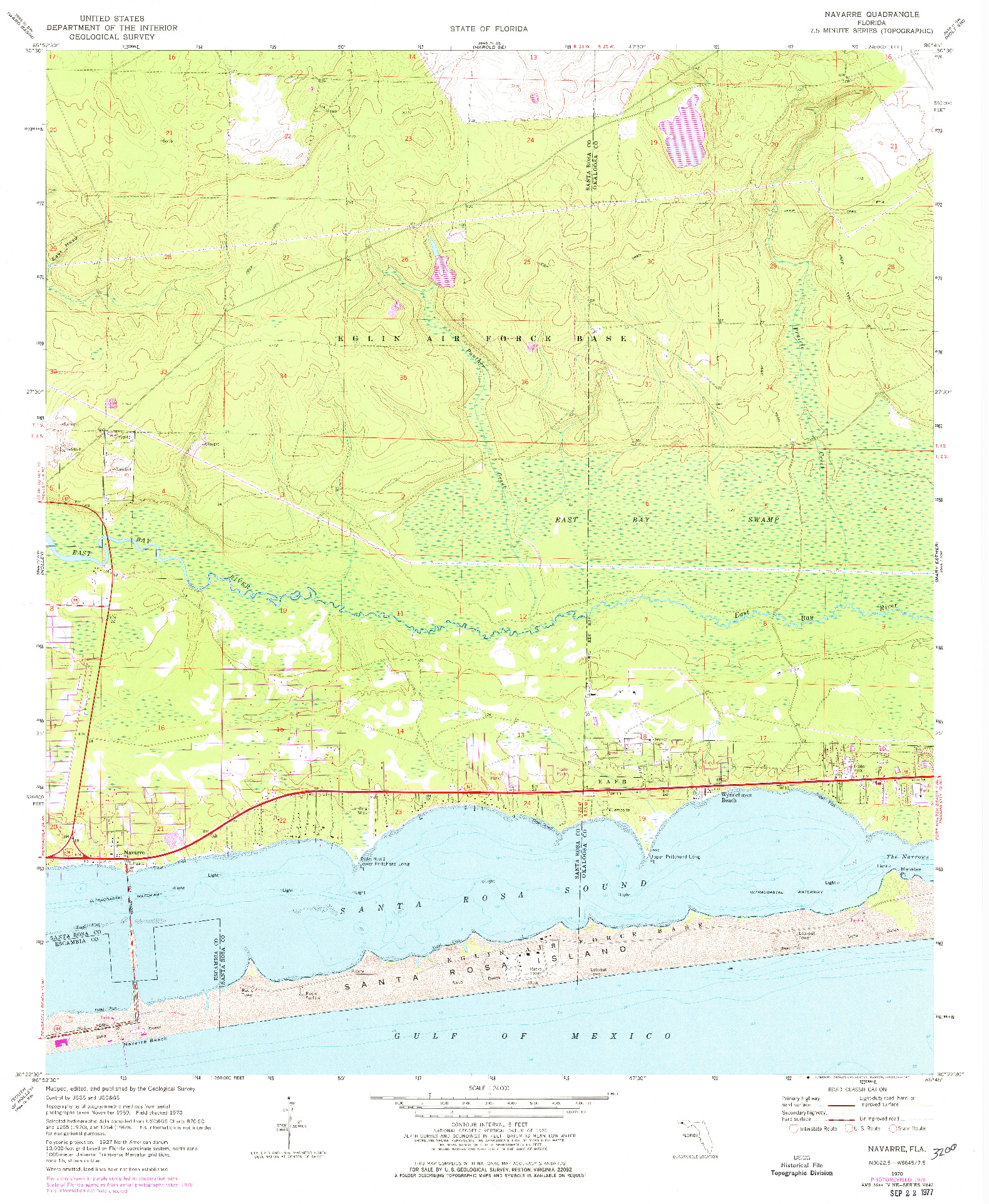 USGS 1:24000-SCALE QUADRANGLE FOR NAVARRE, FL 1970