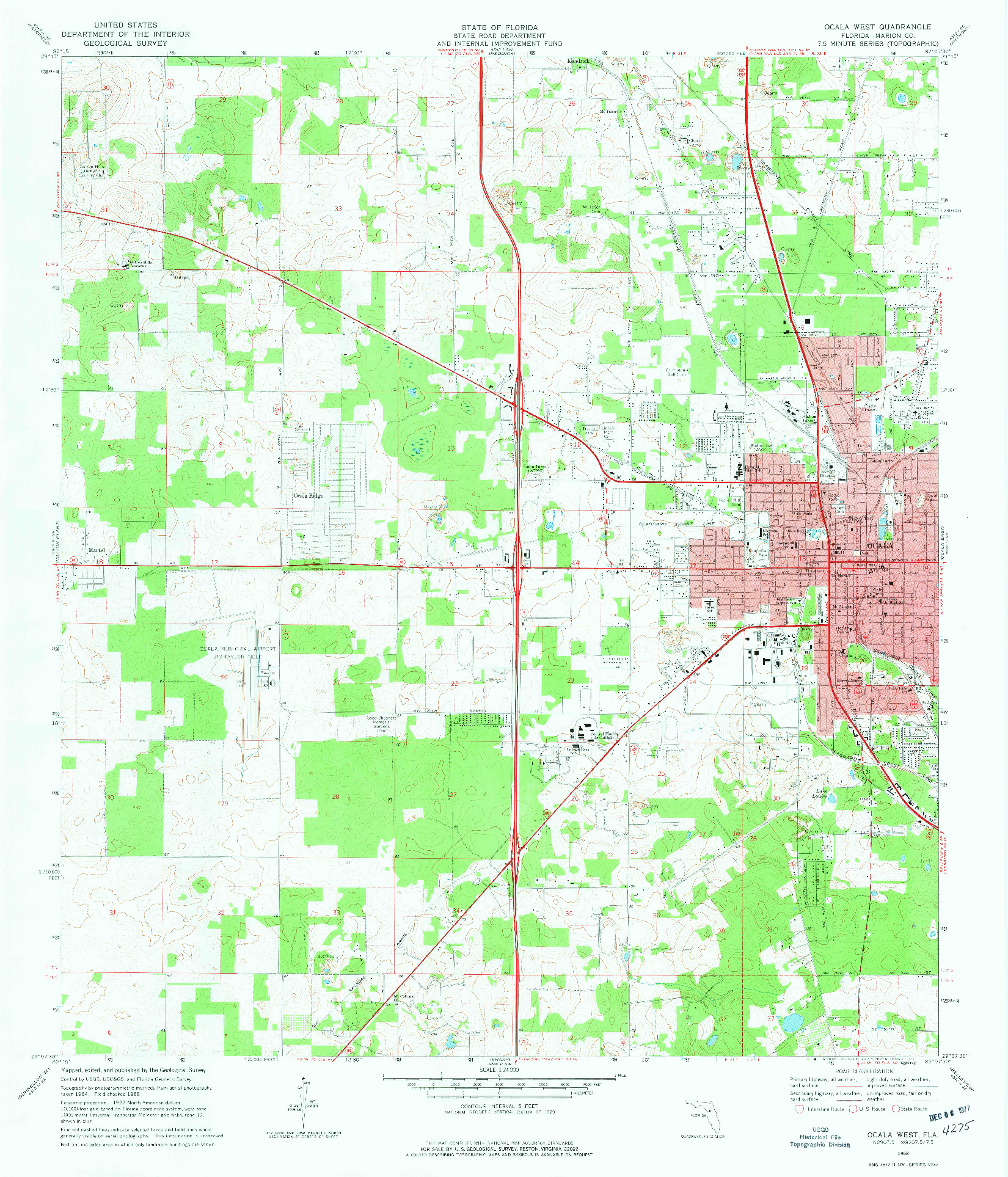 USGS 1:24000-SCALE QUADRANGLE FOR OCALA WEST, FL 1968