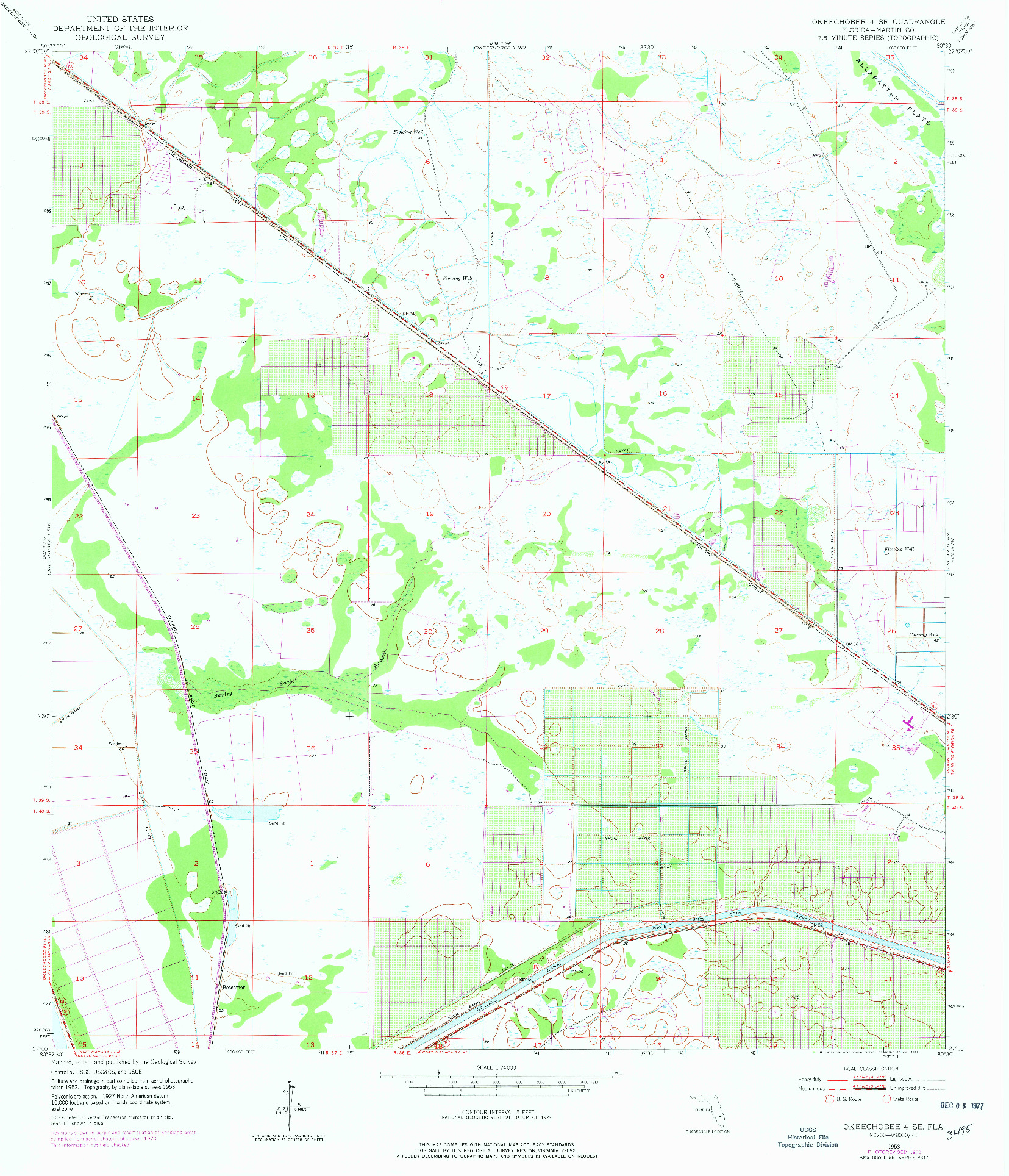 USGS 1:24000-SCALE QUADRANGLE FOR OKEECHOBEE 4 SE, FL 1953