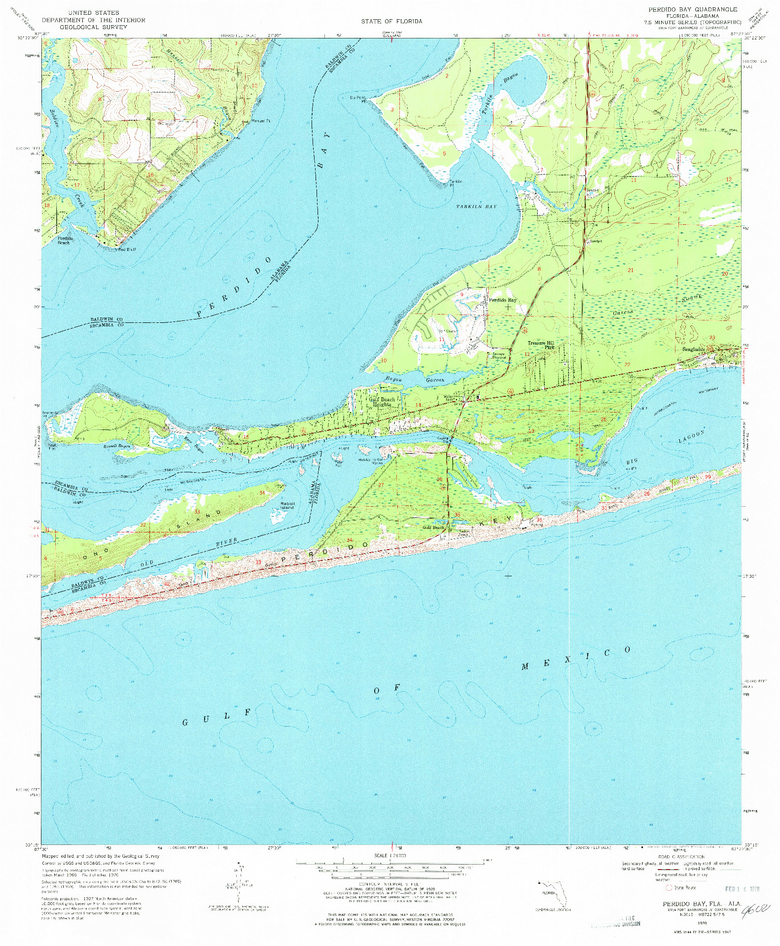 USGS 1:24000-SCALE QUADRANGLE FOR PERDIDO BAY, FL 1970