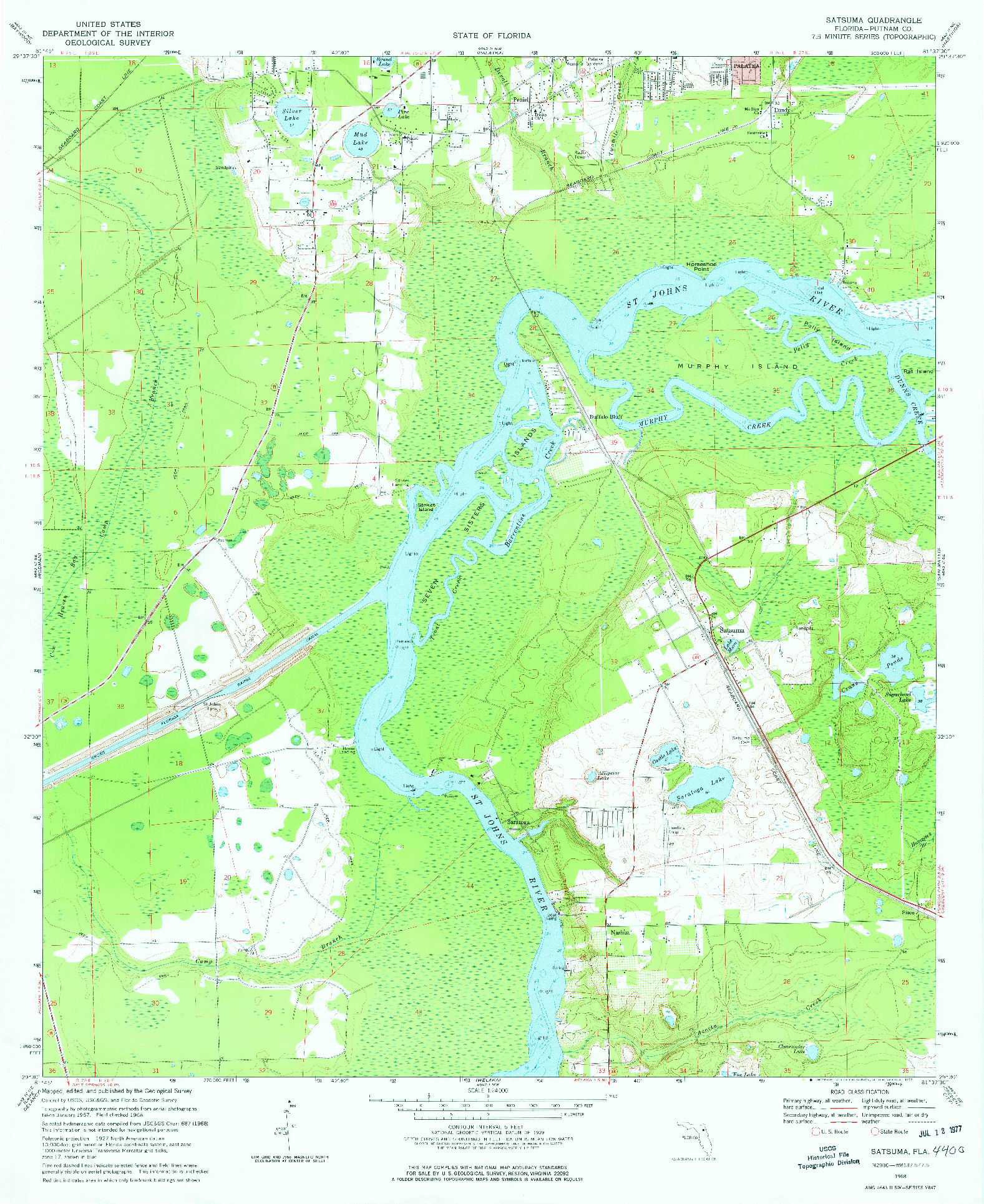 USGS 1:24000-SCALE QUADRANGLE FOR SATSUMA, FL 1968