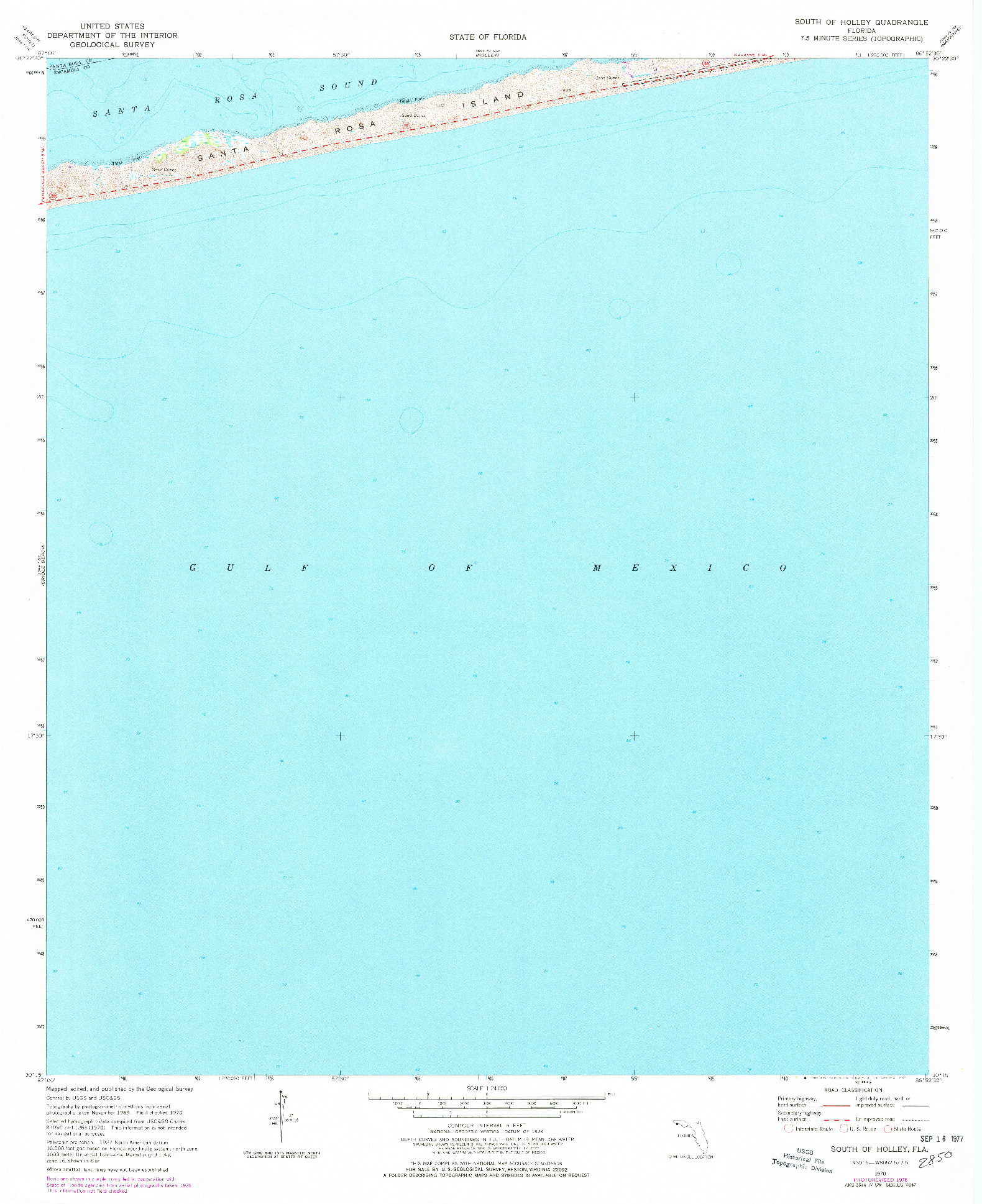 USGS 1:24000-SCALE QUADRANGLE FOR SOUTH OF HOLLEY, FL 1970