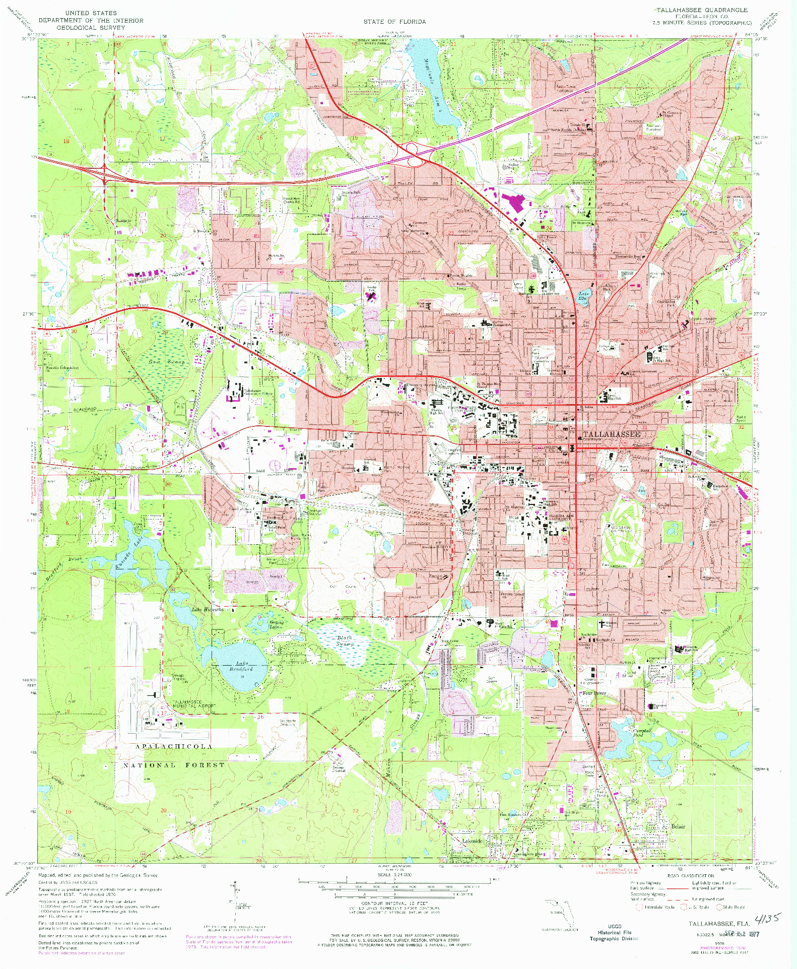 USGS 1:24000-SCALE QUADRANGLE FOR TALLAHASSEE, FL 1970