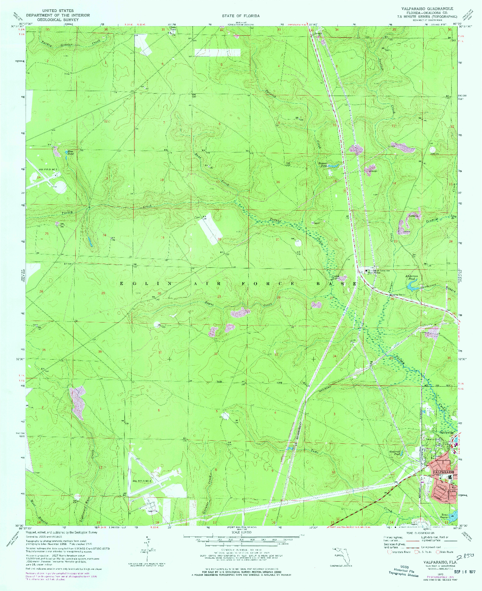USGS 1:24000-SCALE QUADRANGLE FOR VALPARAISO, FL 1970