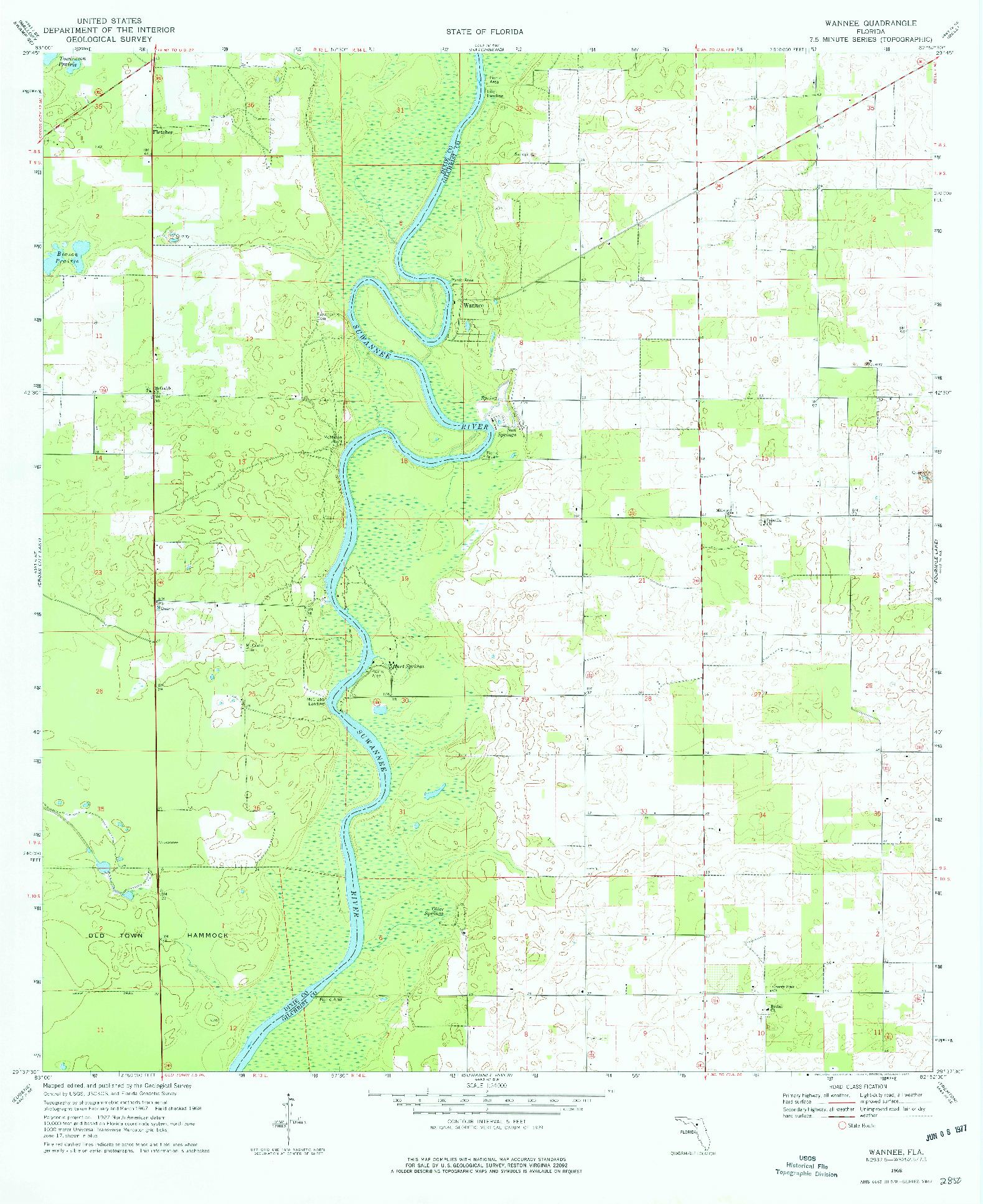 USGS 1:24000-SCALE QUADRANGLE FOR WANNEE, FL 1968