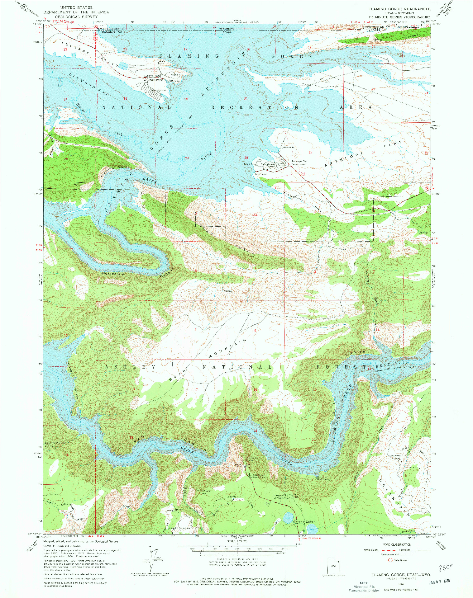 USGS 1:24000-SCALE QUADRANGLE FOR FLAMING GORGE, UT 1966