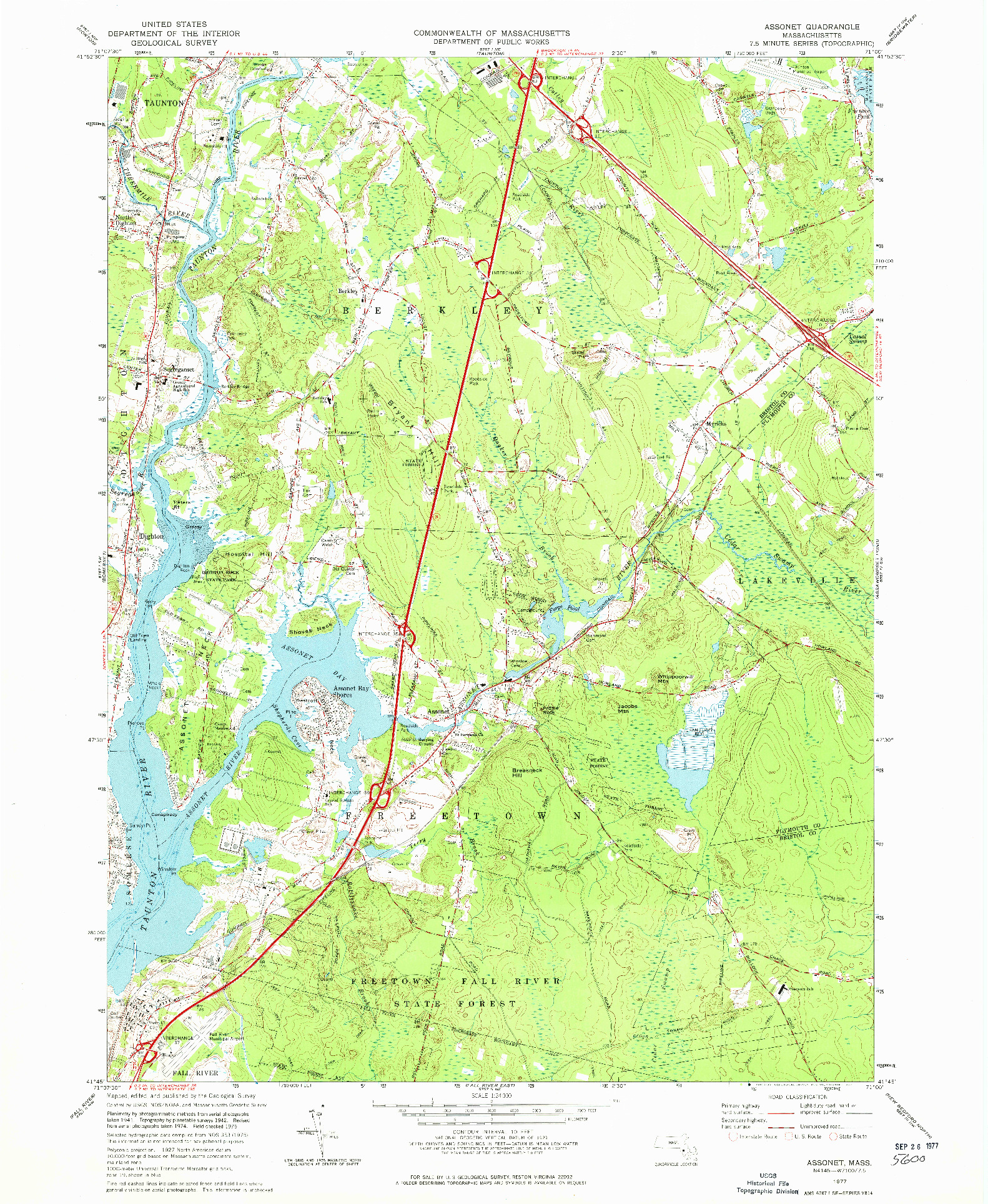 USGS 1:24000-SCALE QUADRANGLE FOR ASSONET, MA 1977