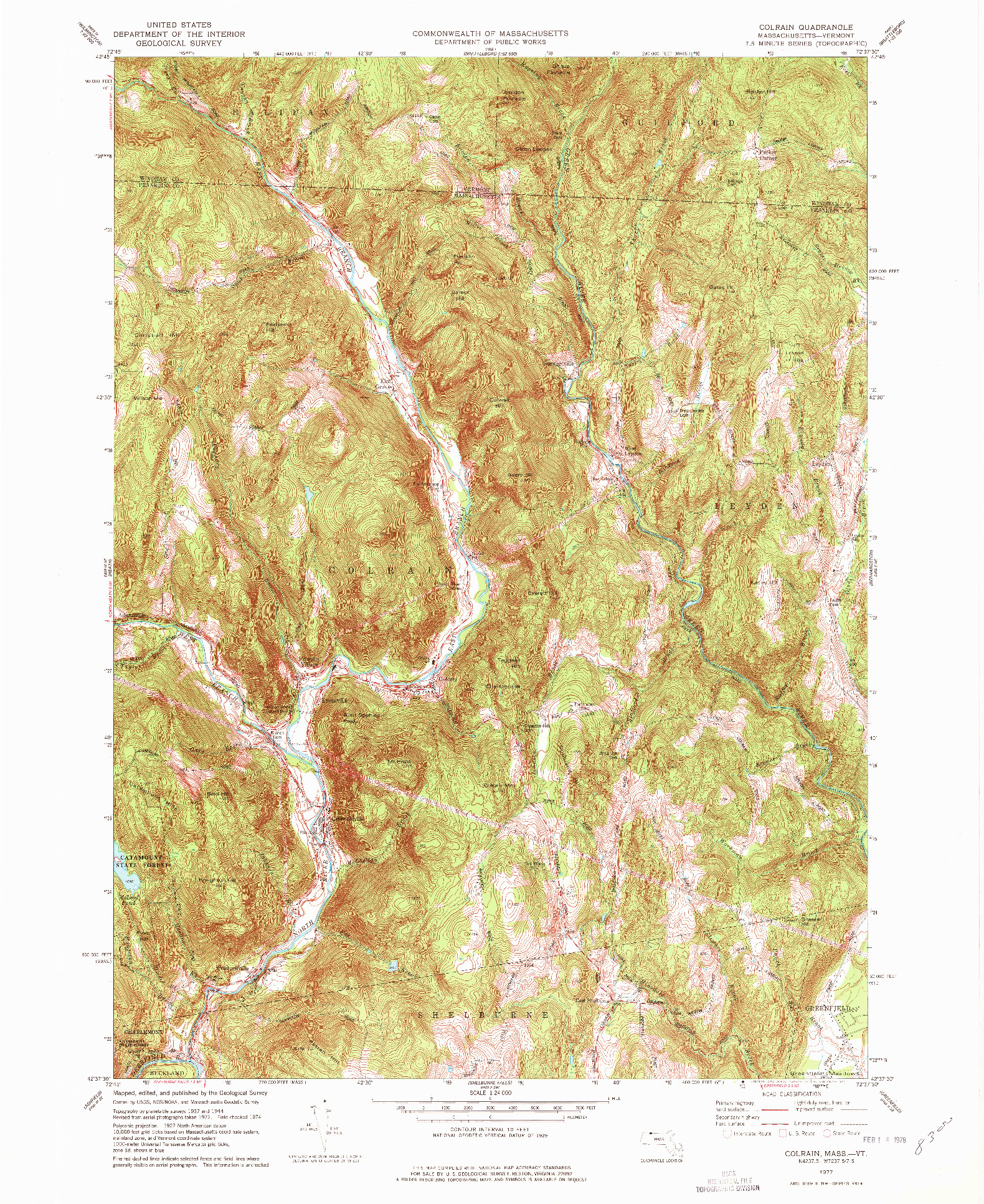 USGS 1:24000-SCALE QUADRANGLE FOR COLRAIN, MA 1977