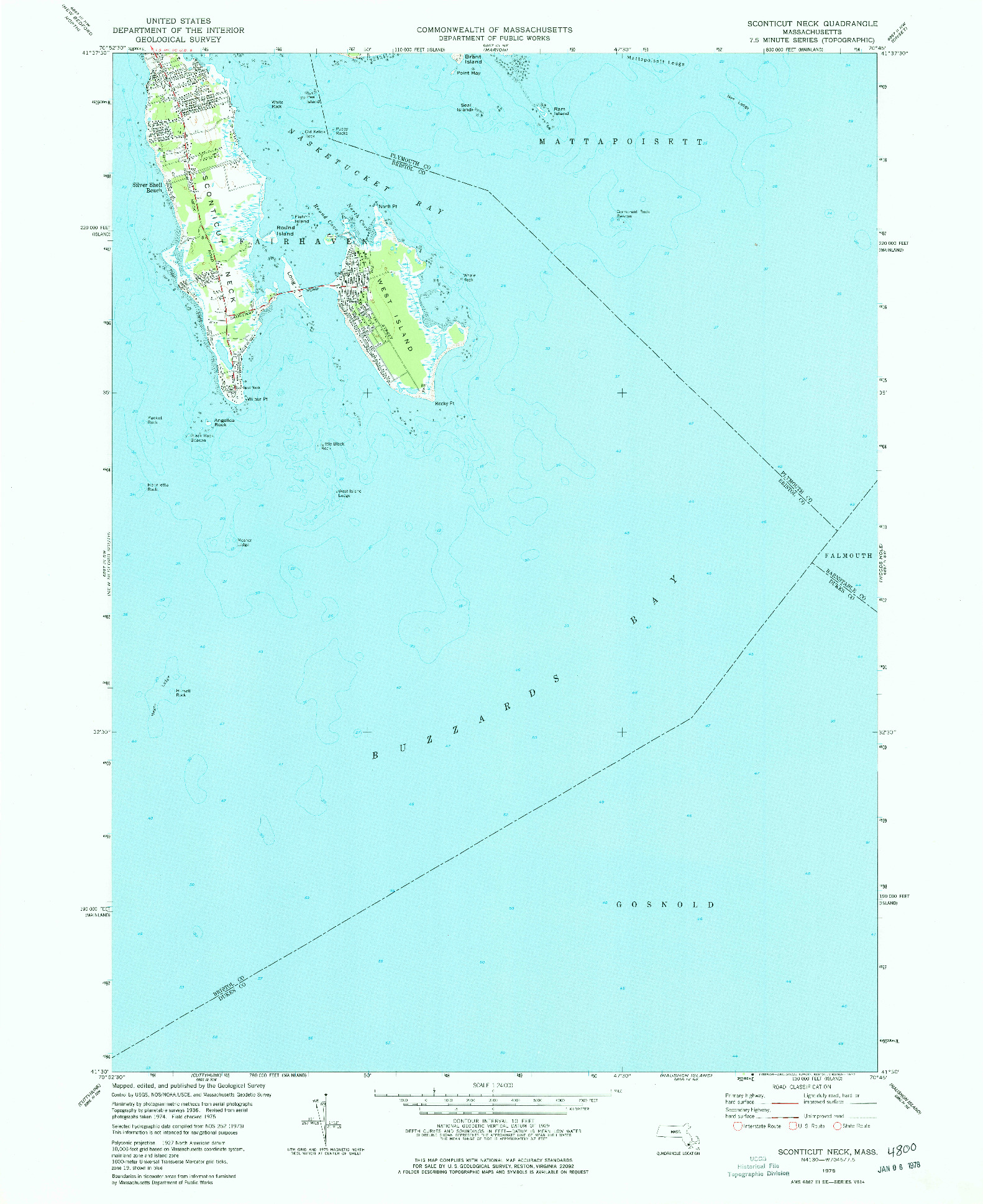 USGS 1:24000-SCALE QUADRANGLE FOR SCONTICUT NECK, MA 1975