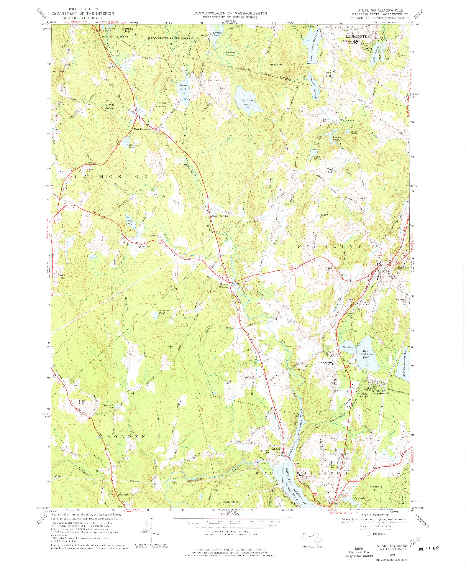 USGS 1:24000-SCALE QUADRANGLE FOR STERLING, MA 1968