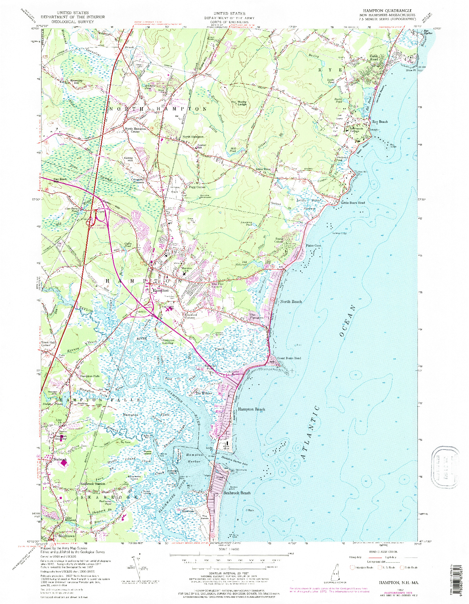 USGS 1:24000-SCALE QUADRANGLE FOR HAMPTON, NH 1957