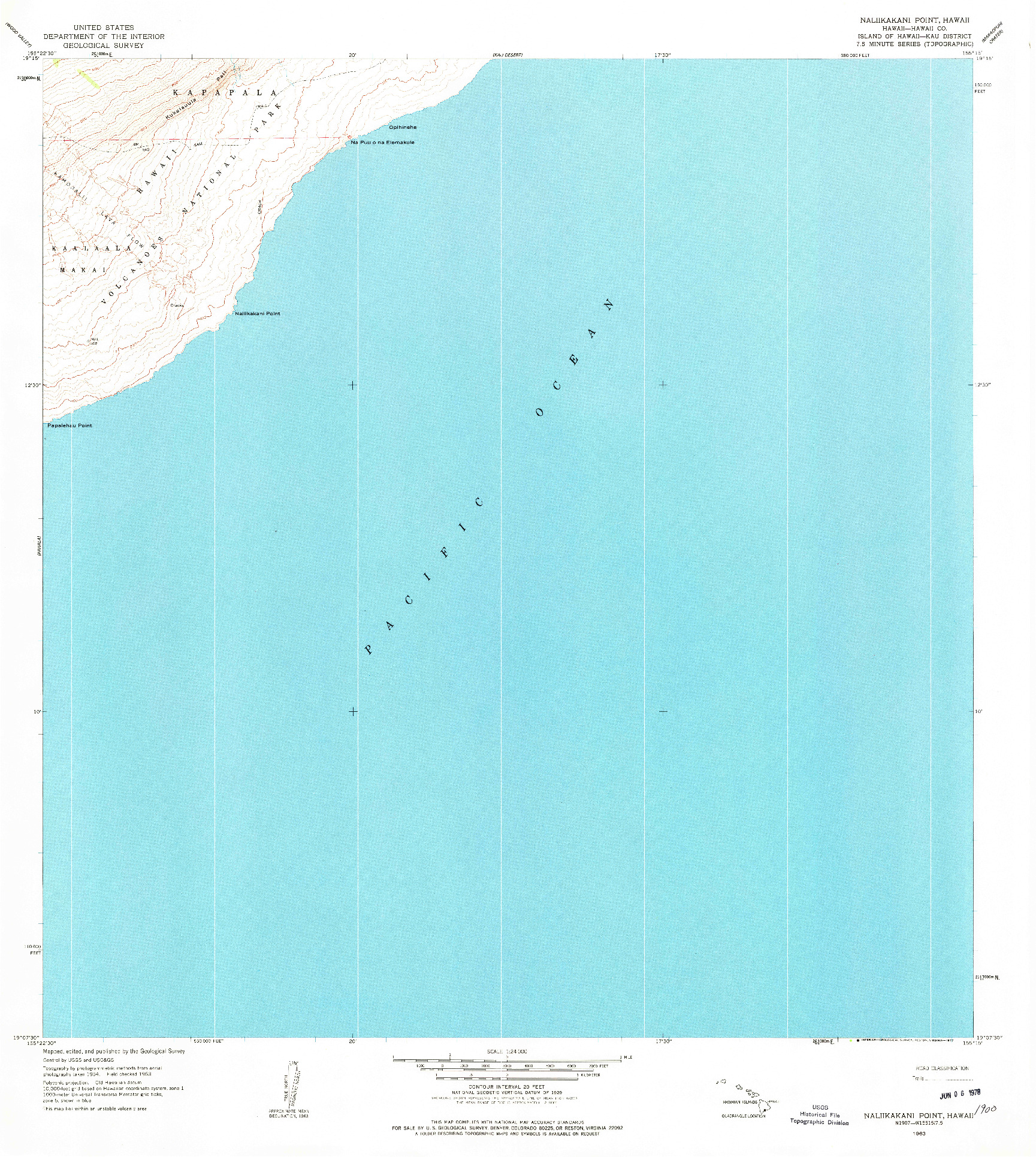 USGS 1:24000-SCALE QUADRANGLE FOR NALIIKAKANI POINT, HI 1963