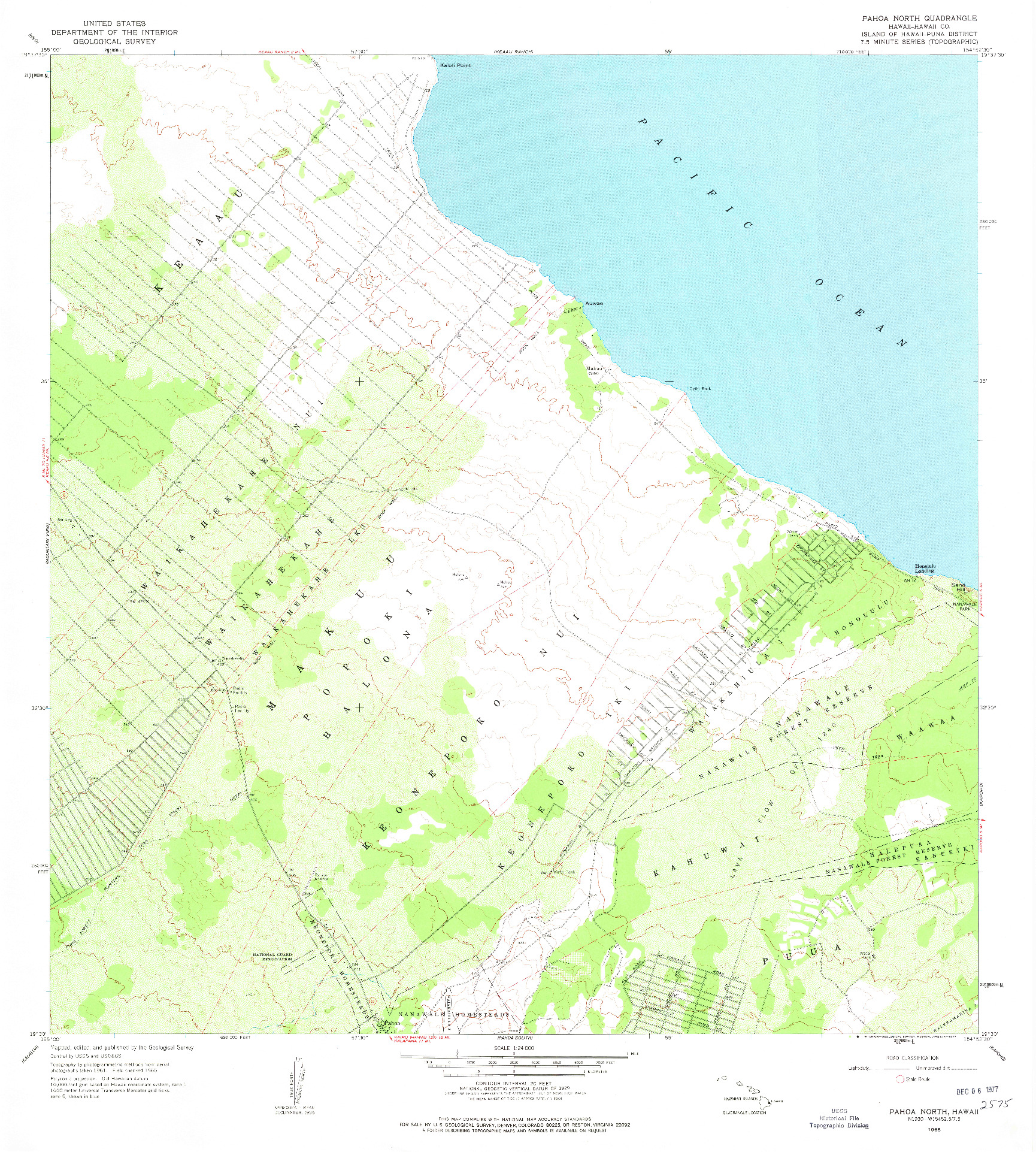 USGS 1:24000-SCALE QUADRANGLE FOR PAHOA NORTH, HI 1965