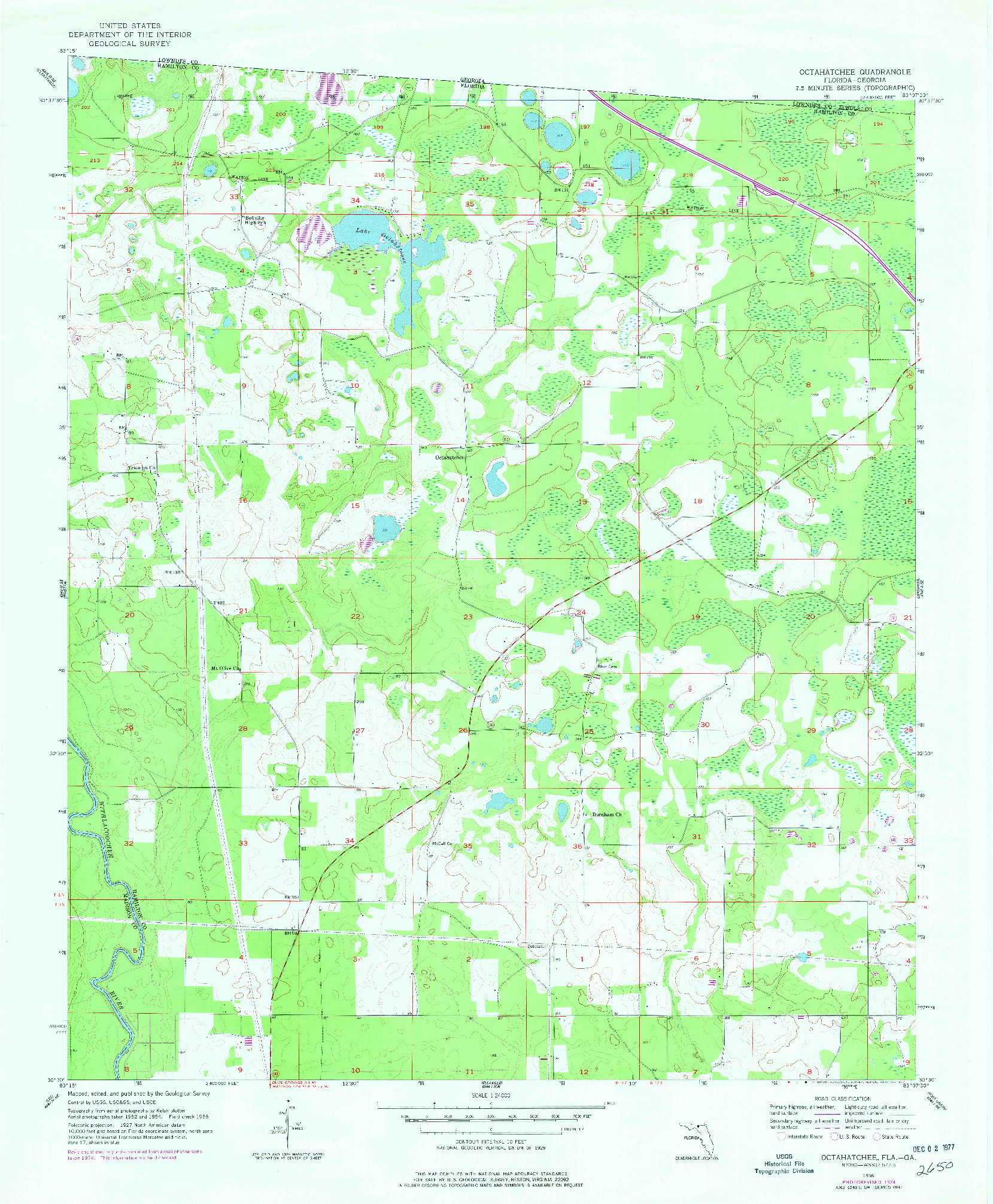 USGS 1:24000-SCALE QUADRANGLE FOR OCTAHATCHEE, FL 1956