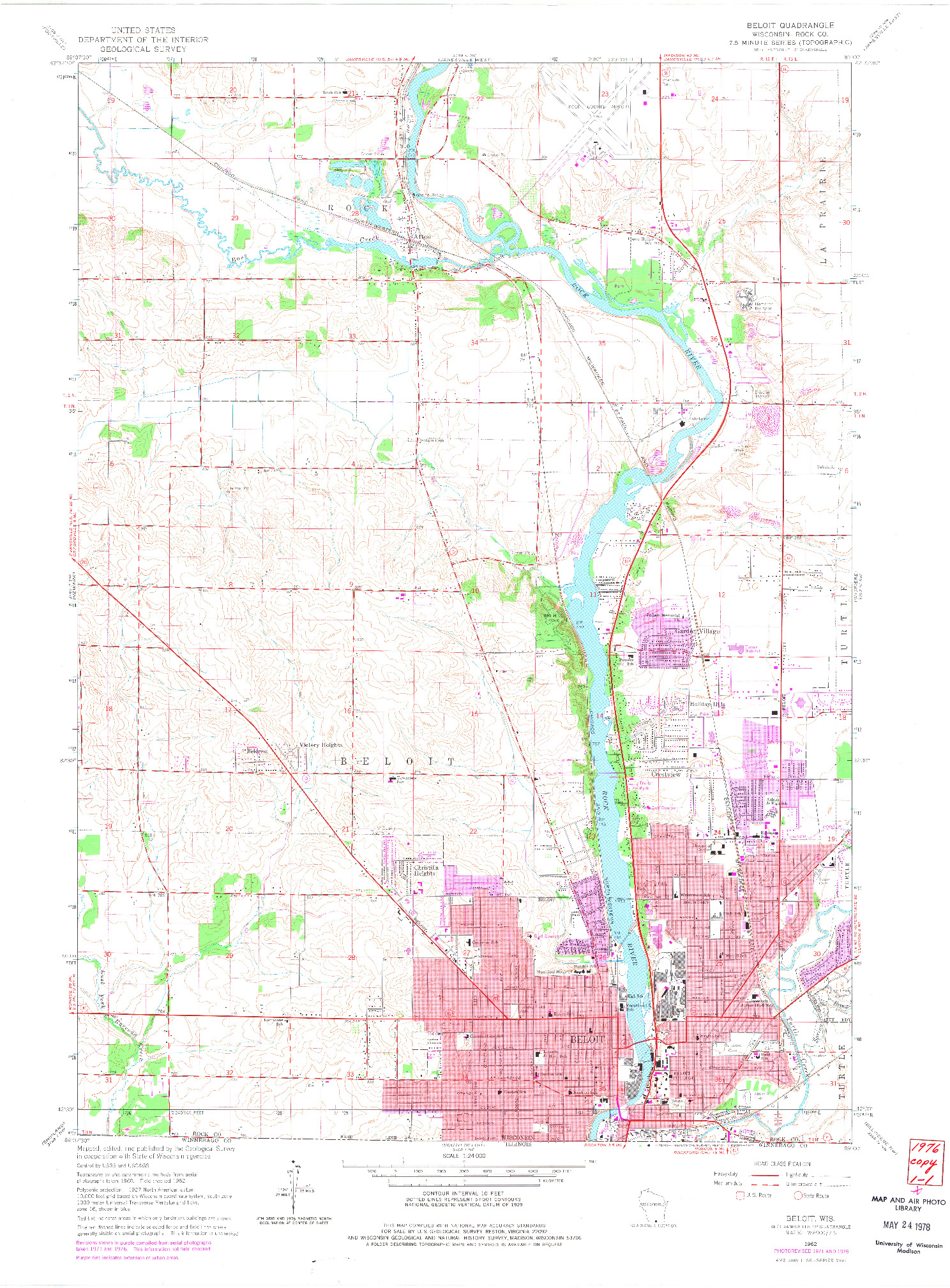 USGS 1:24000-SCALE QUADRANGLE FOR BELOIT, WI 1962