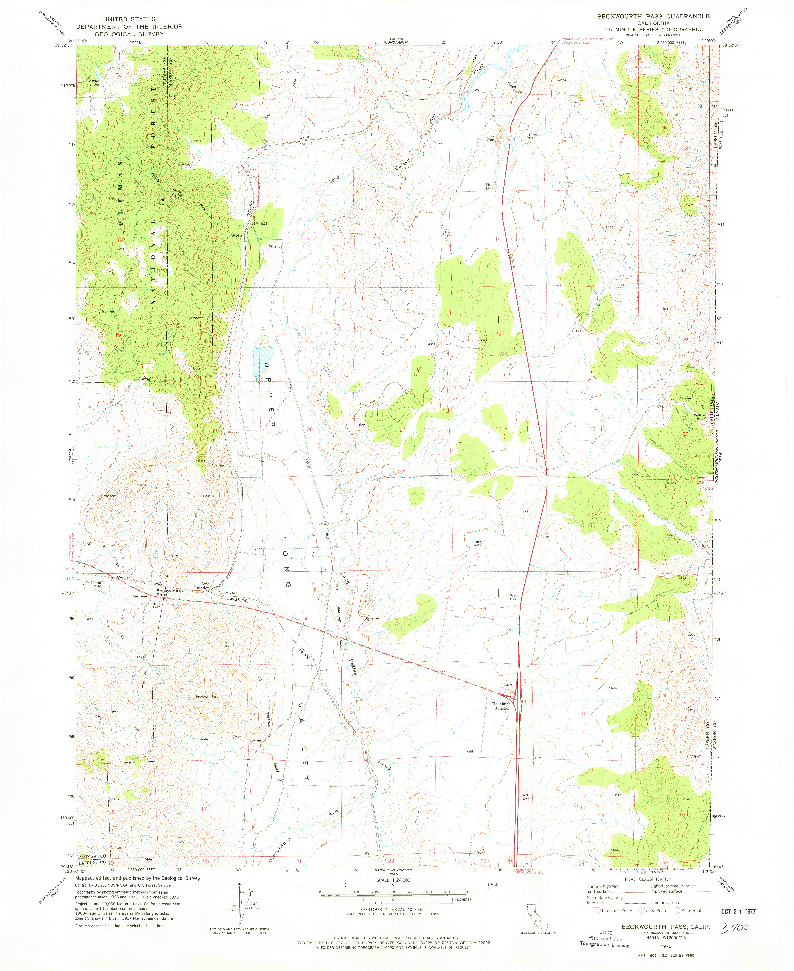 USGS 1:24000-SCALE QUADRANGLE FOR BECKWOURTH PASS, CA 1975