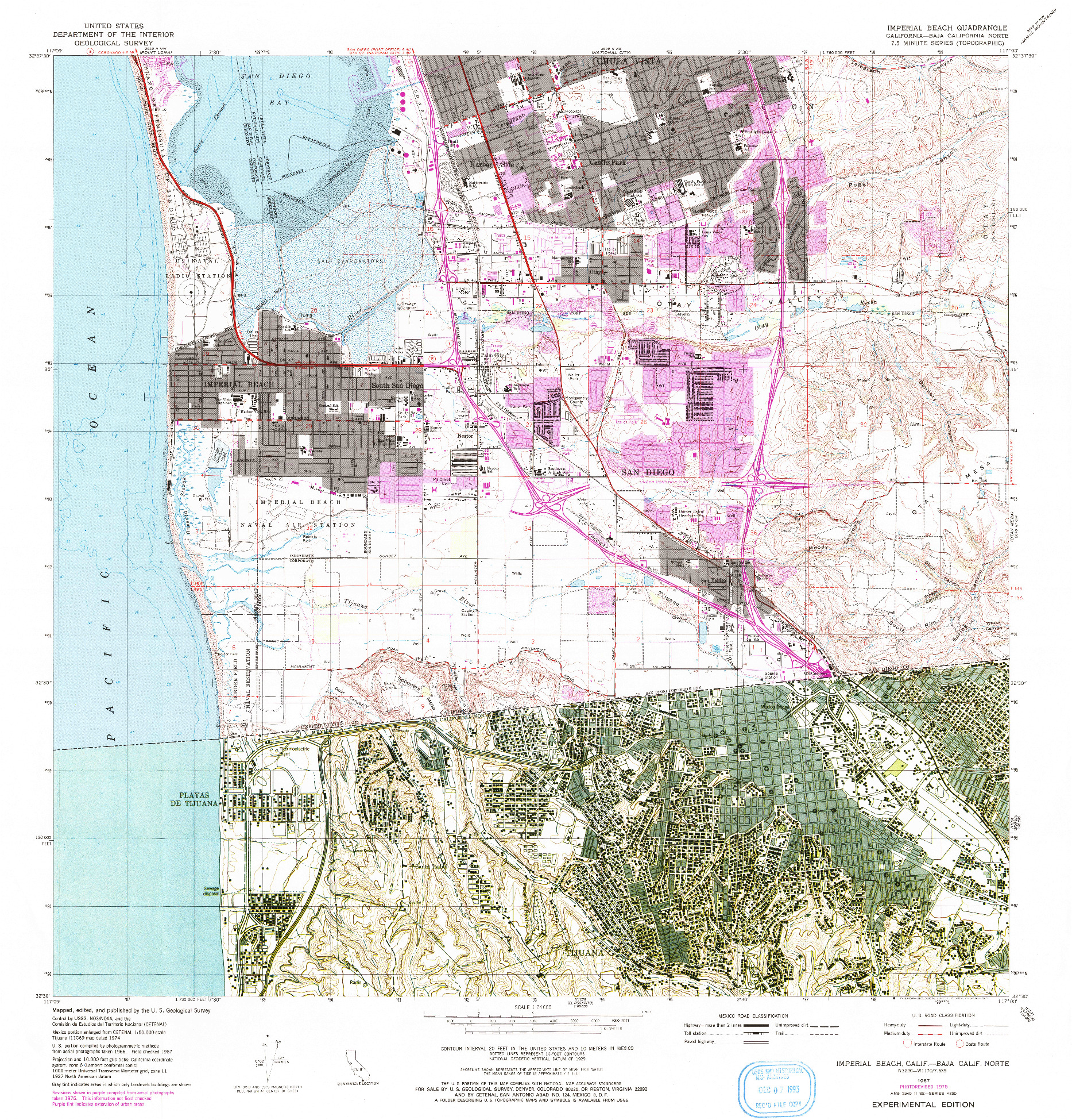 USGS 1:24000-SCALE QUADRANGLE FOR IMPERIAL BEACH, CA 1967