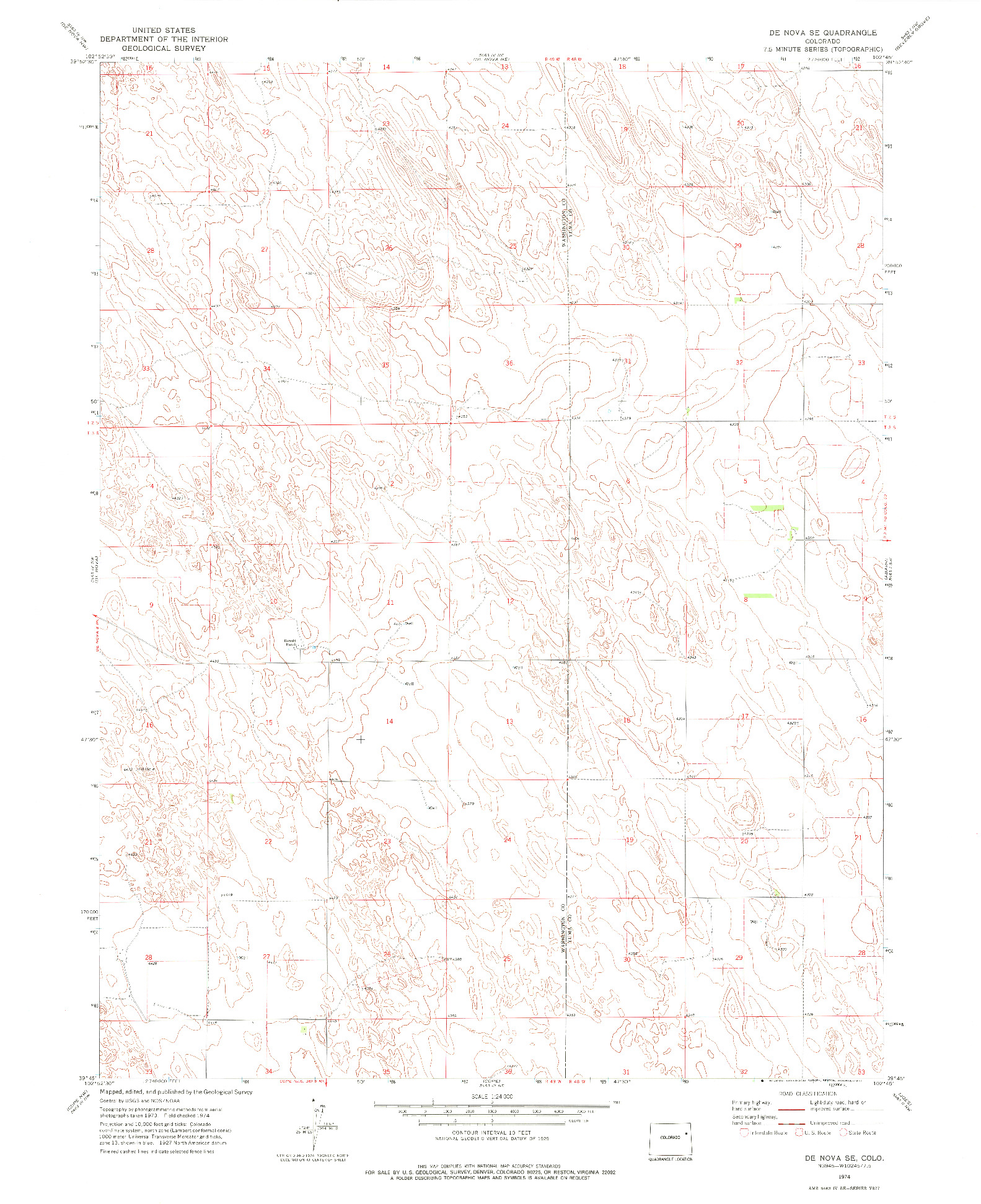 USGS 1:24000-SCALE QUADRANGLE FOR DE NOVA SE, CO 1974