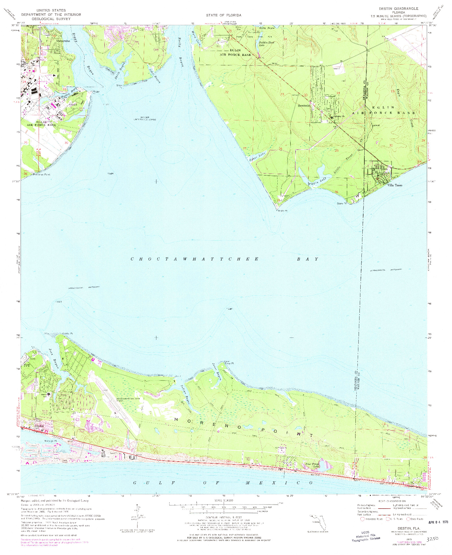USGS 1:24000-SCALE QUADRANGLE FOR DESTIN, FL 1970