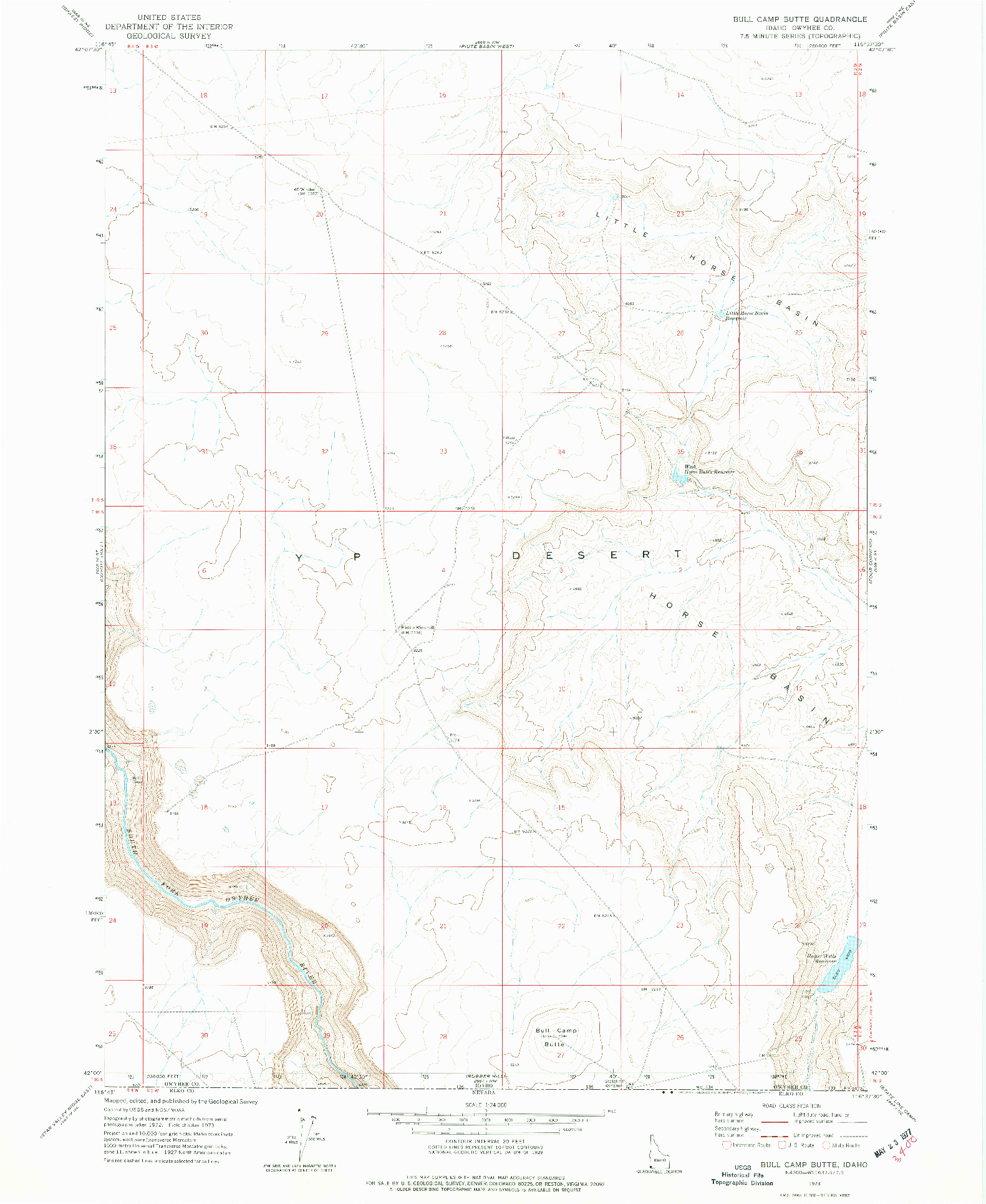 USGS 1:24000-SCALE QUADRANGLE FOR BULL CAMP BUTTE, ID 1973