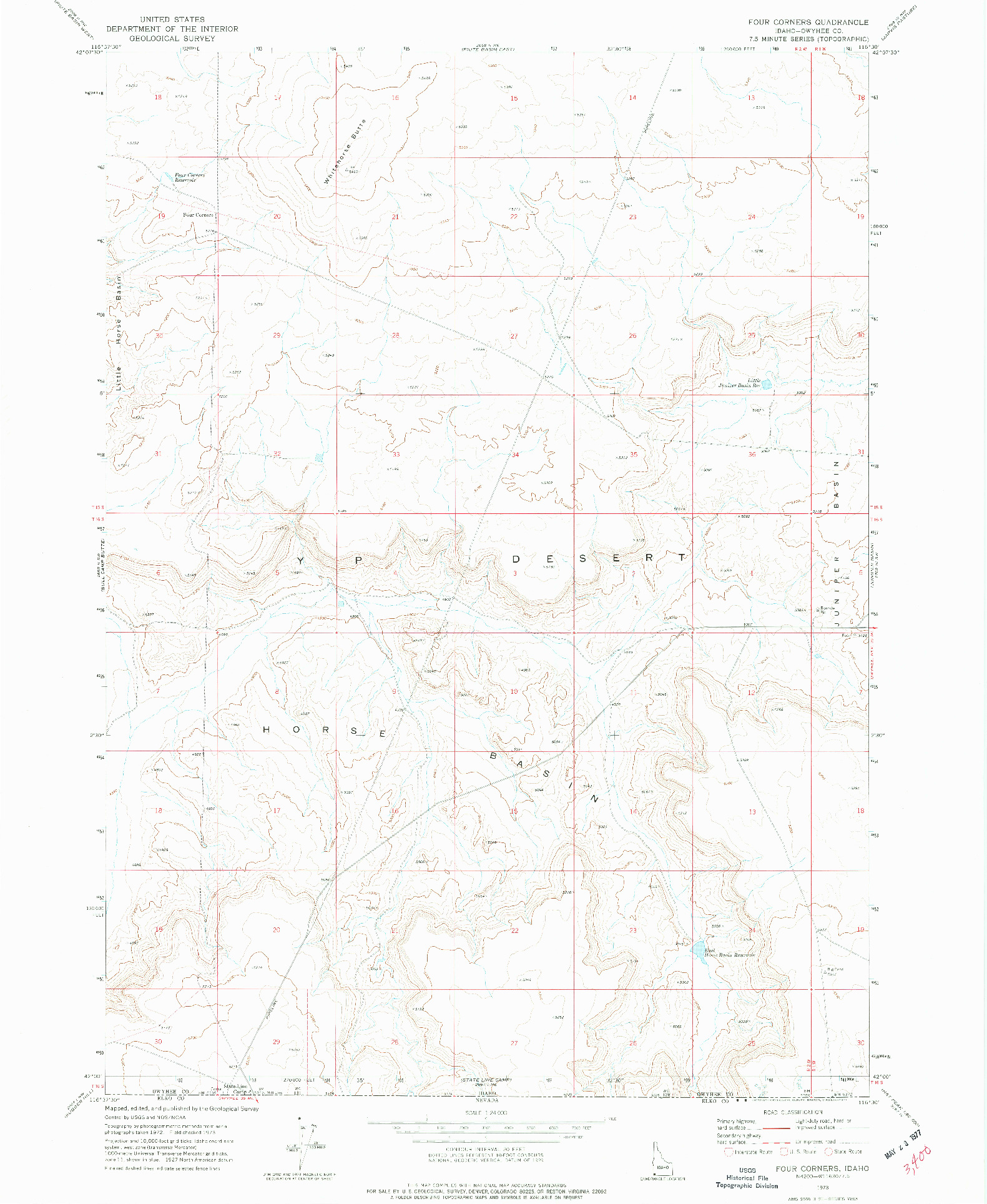USGS 1:24000-SCALE QUADRANGLE FOR FOUR CORNERS, ID 1973