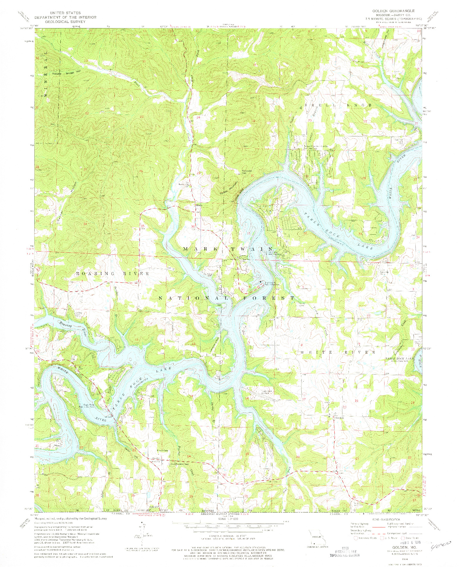 USGS 1:24000-SCALE QUADRANGLE FOR GOLDEN, MO 1974