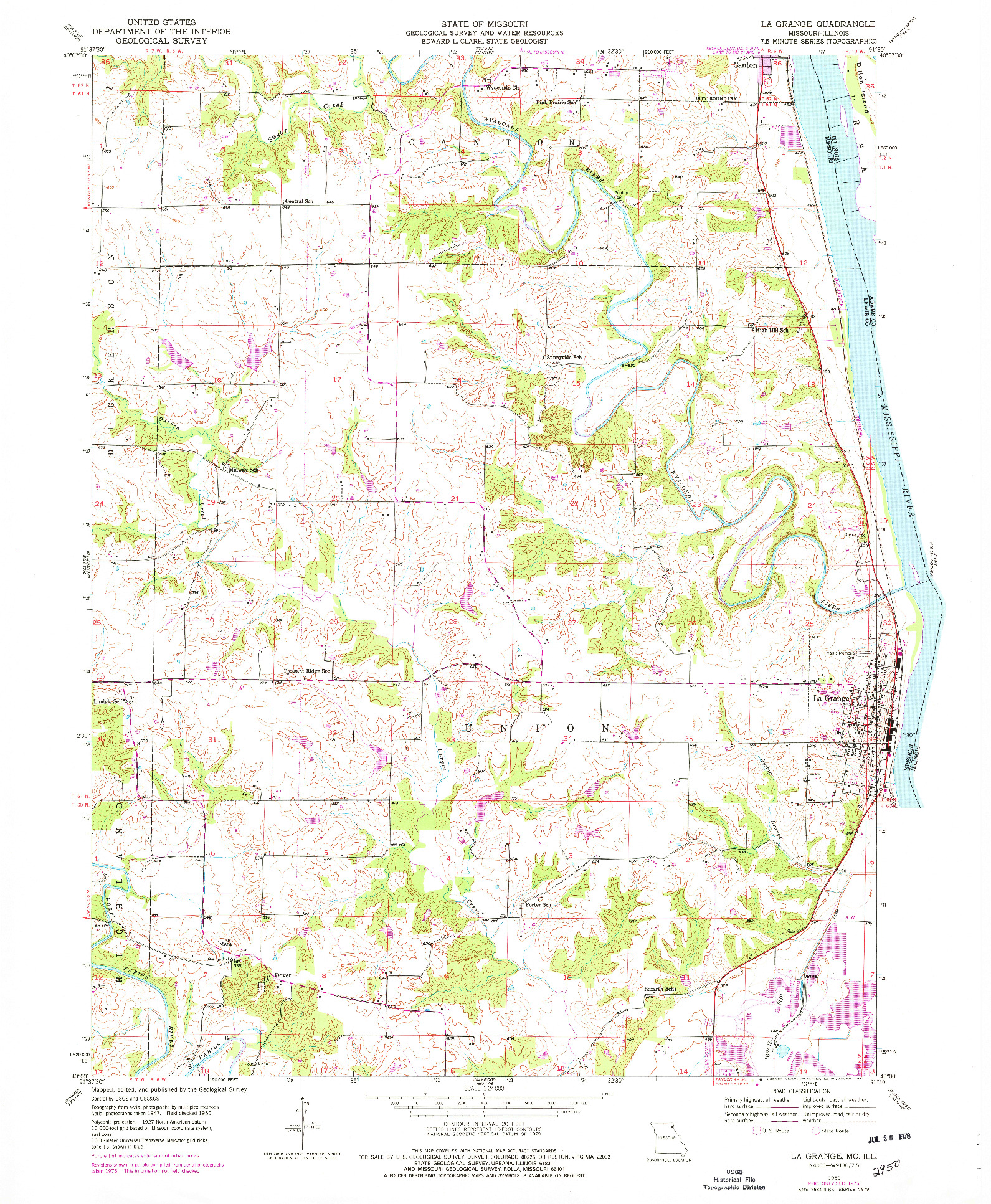 USGS 1:24000-SCALE QUADRANGLE FOR LA GRANGE, MO 1950