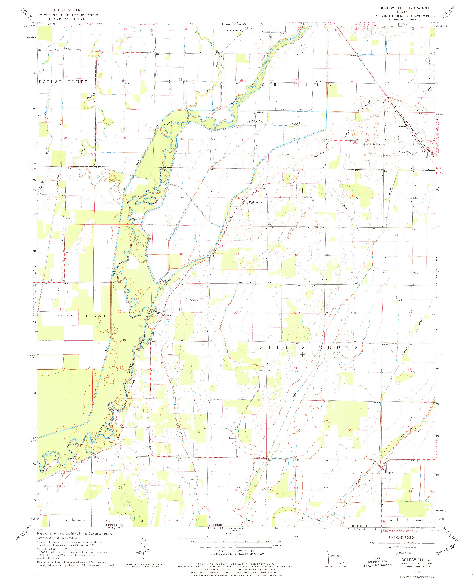 USGS 1:24000-SCALE QUADRANGLE FOR OGLESVILLE, MO 1964