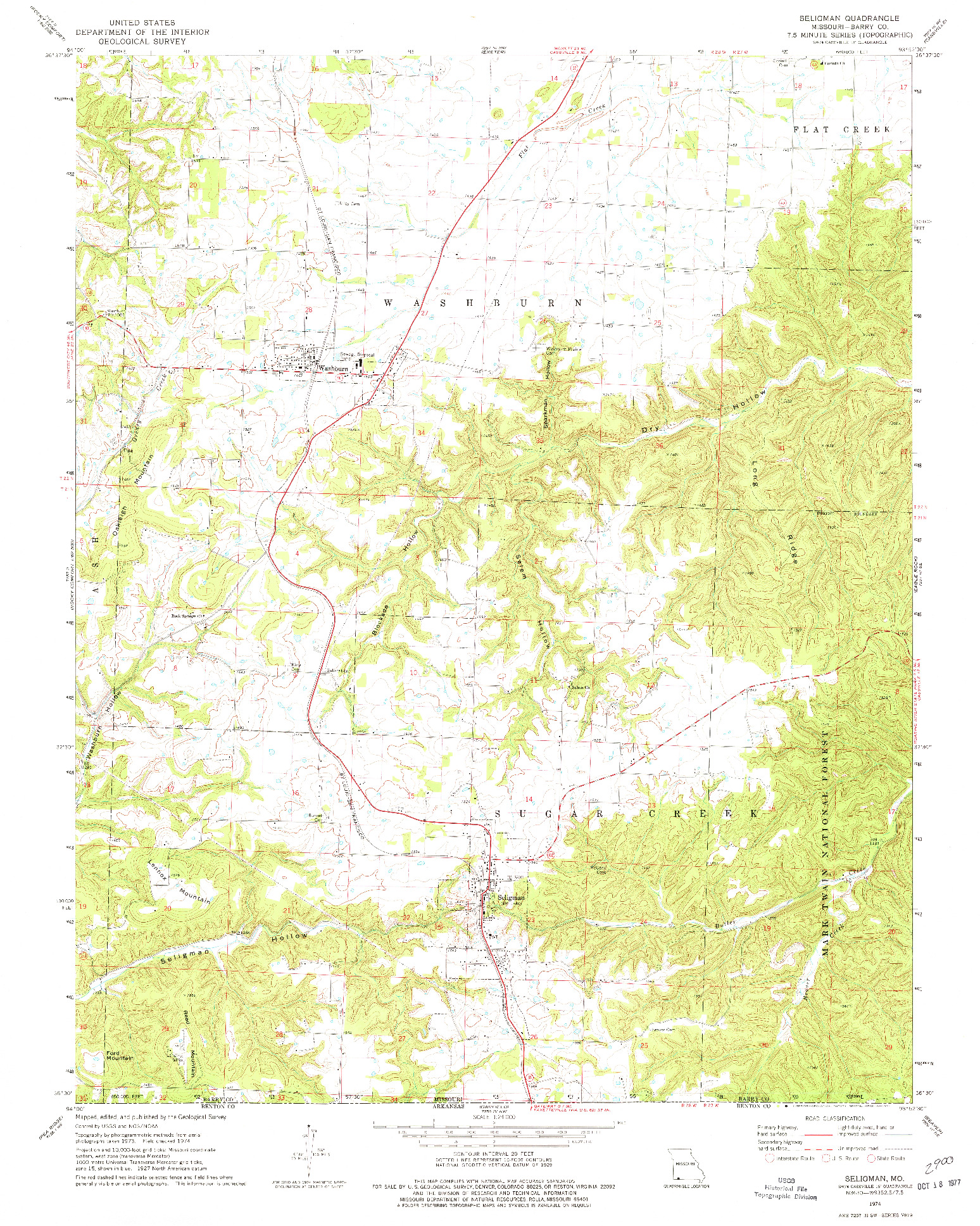USGS 1:24000-SCALE QUADRANGLE FOR SELIGMAN, MO 1974