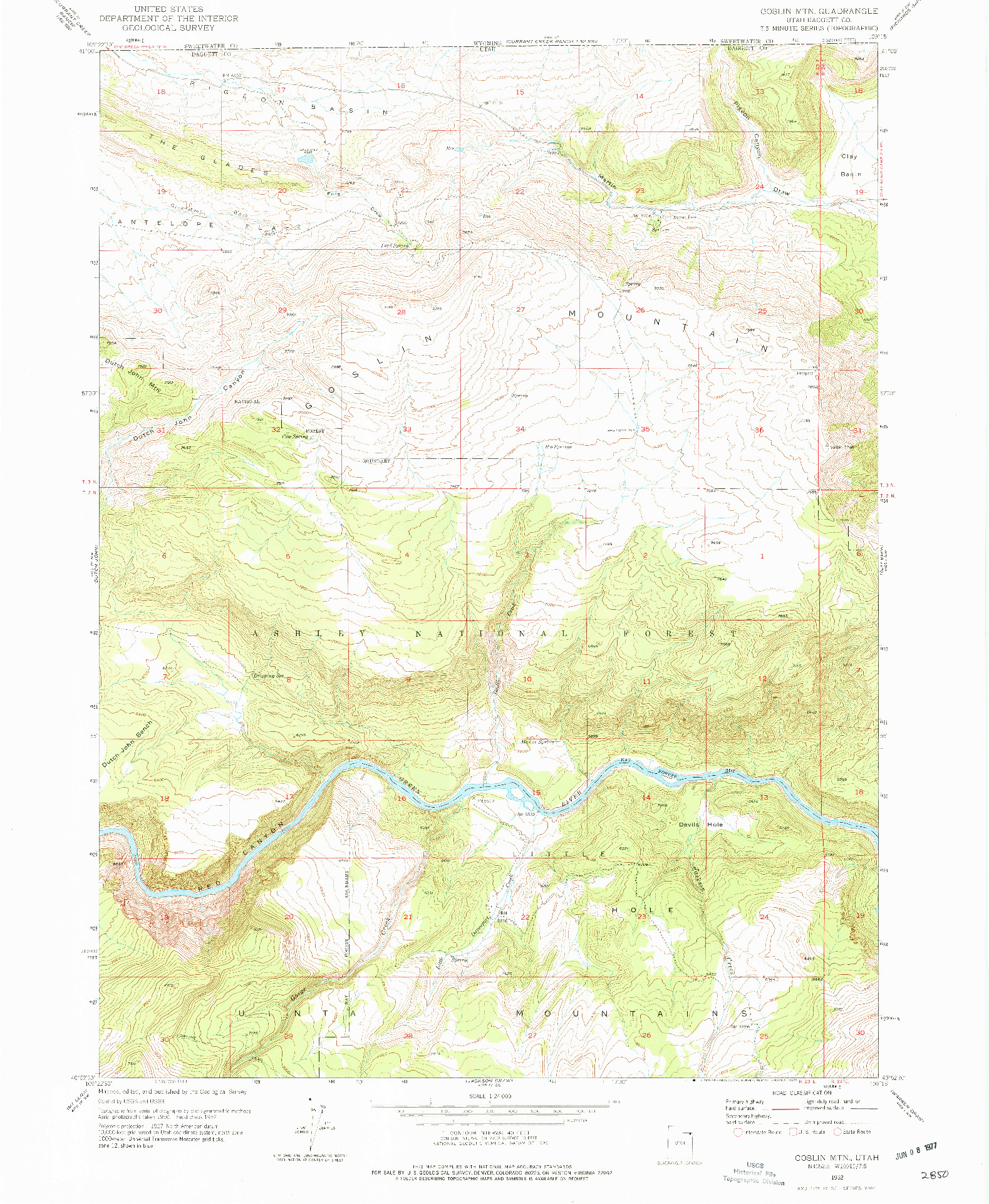 USGS 1:24000-SCALE QUADRANGLE FOR GOSLIN MTN, UT 1952