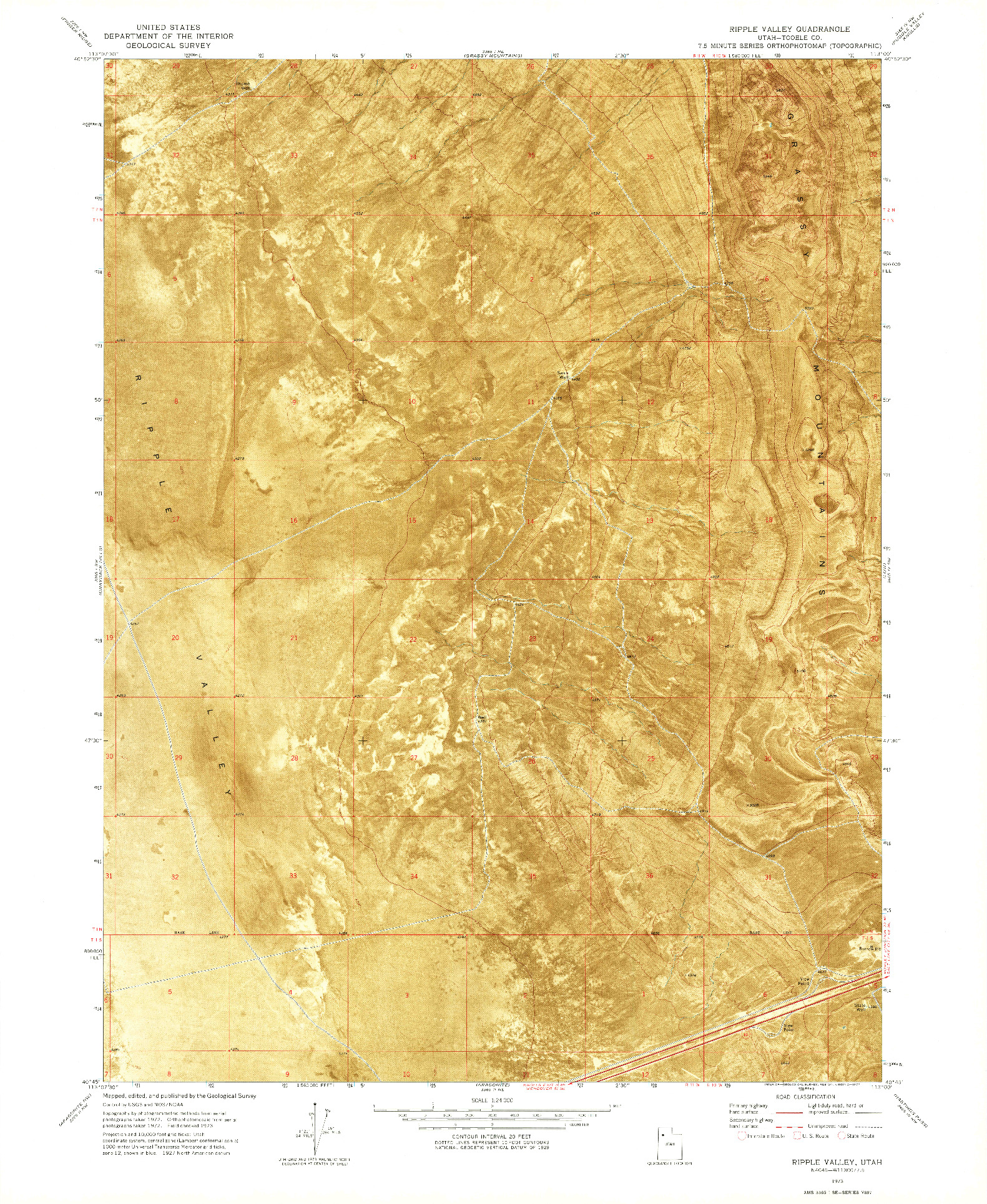 USGS 1:24000-SCALE QUADRANGLE FOR RIPPLE VALLEY, UT 1973