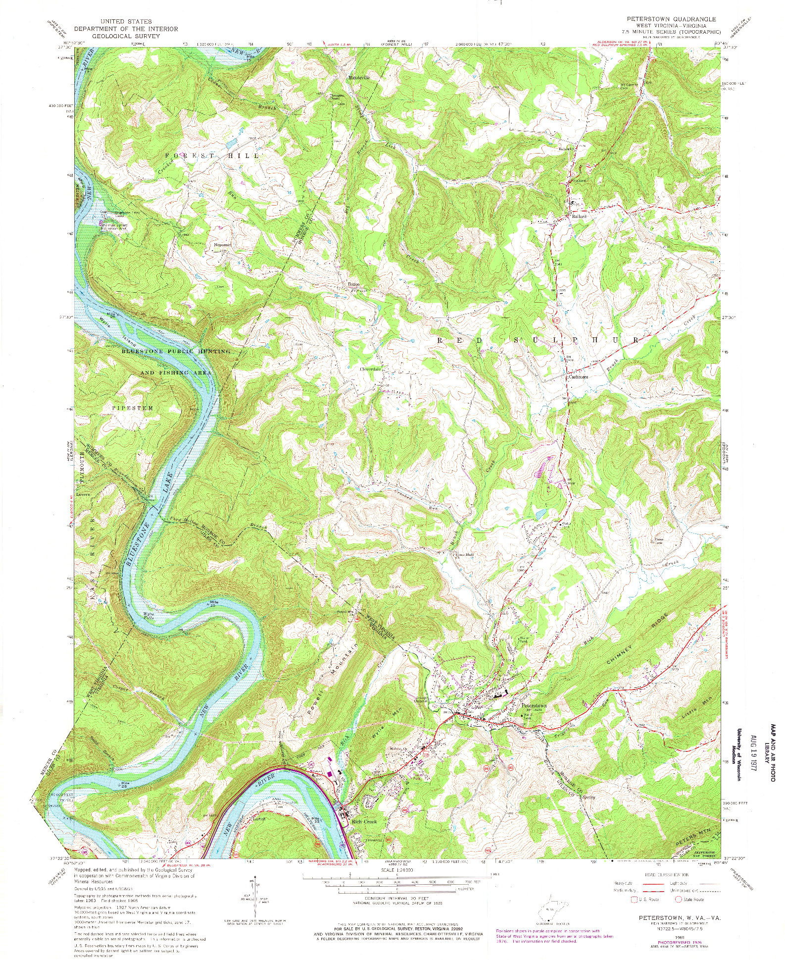 USGS 1:24000-SCALE QUADRANGLE FOR PETERSTOWN, WV 1965