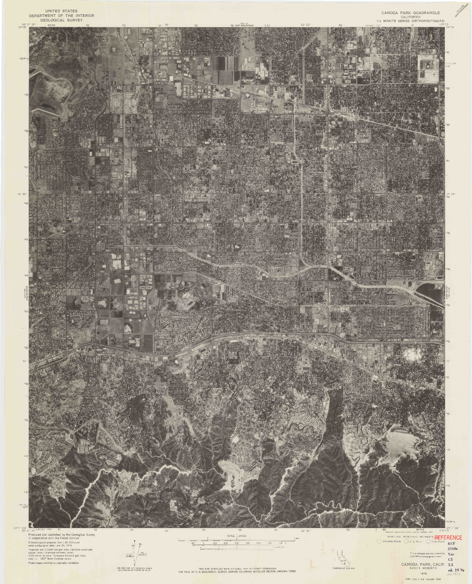 USGS 1:24000-SCALE QUADRANGLE FOR CANOGA PARK, CA 1976