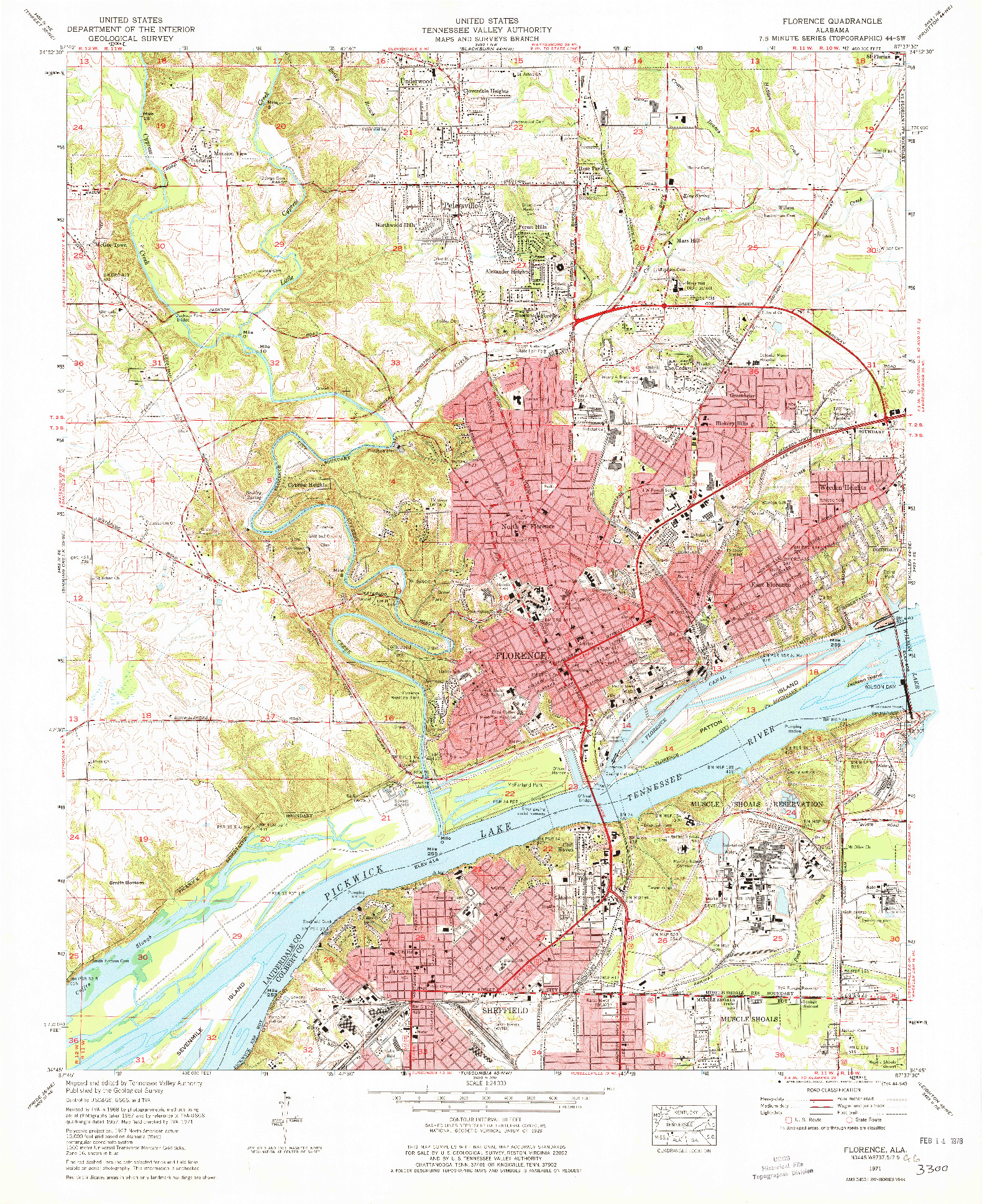 USGS 1:24000-SCALE QUADRANGLE FOR FLORENCE, AL 1971