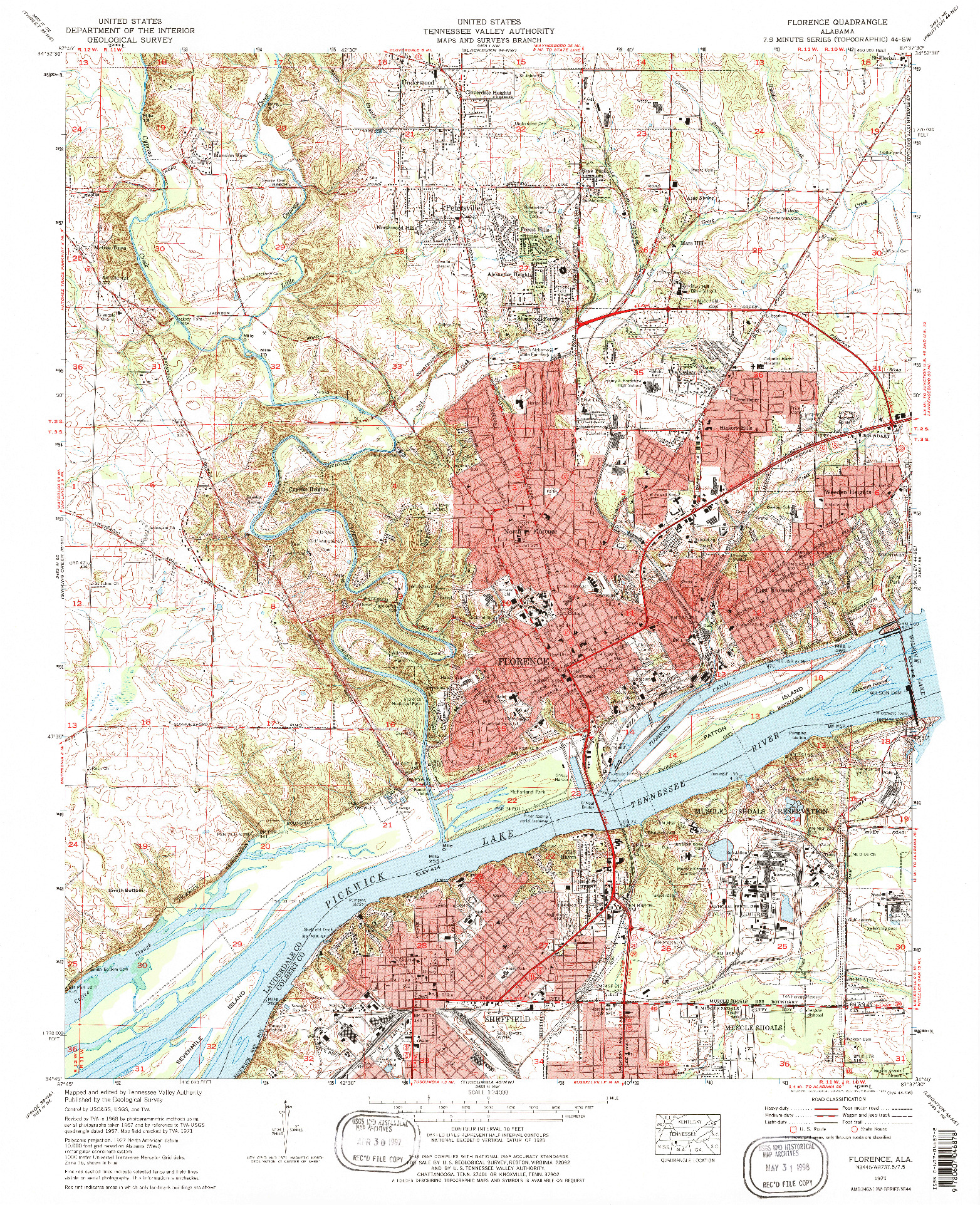 USGS 1:24000-SCALE QUADRANGLE FOR FLORENCE, AL 1971