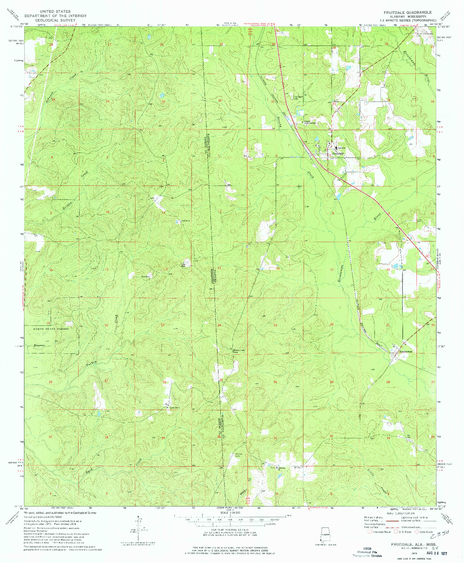 USGS 1:24000-SCALE QUADRANGLE FOR FRUITDALE, AL 1974