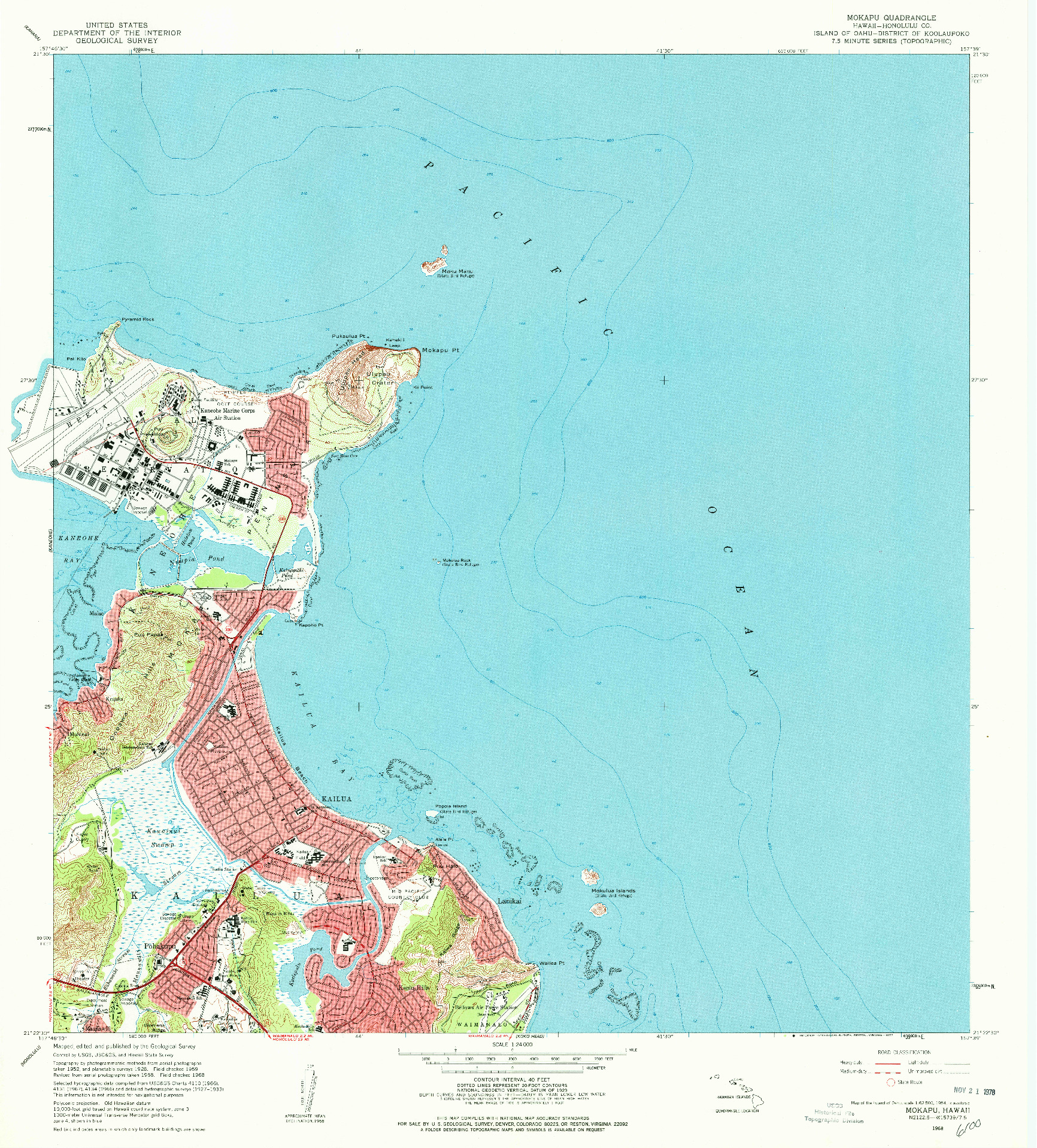 USGS 1:24000-SCALE QUADRANGLE FOR MOKAPU, HI 1968