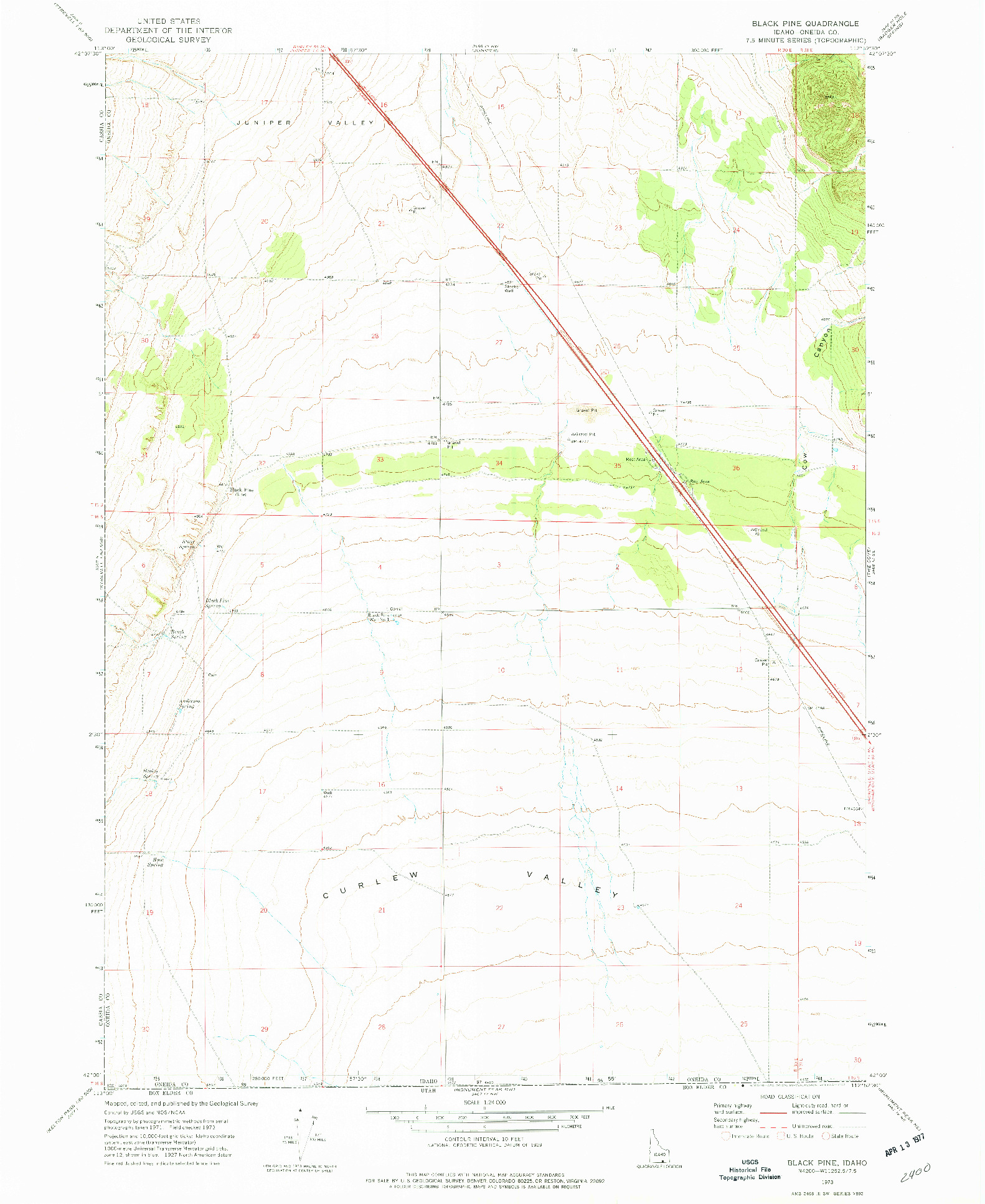 USGS 1:24000-SCALE QUADRANGLE FOR BLACK PINE, ID 1973