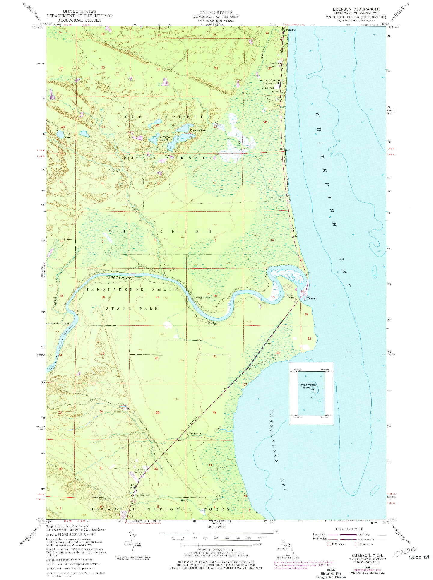 USGS 1:24000-SCALE QUADRANGLE FOR EMERSON, MI 1951