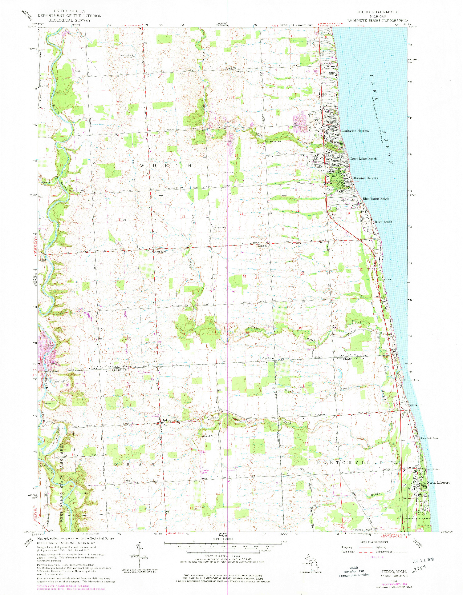 USGS 1:24000-SCALE QUADRANGLE FOR JEDDO, MI 1961