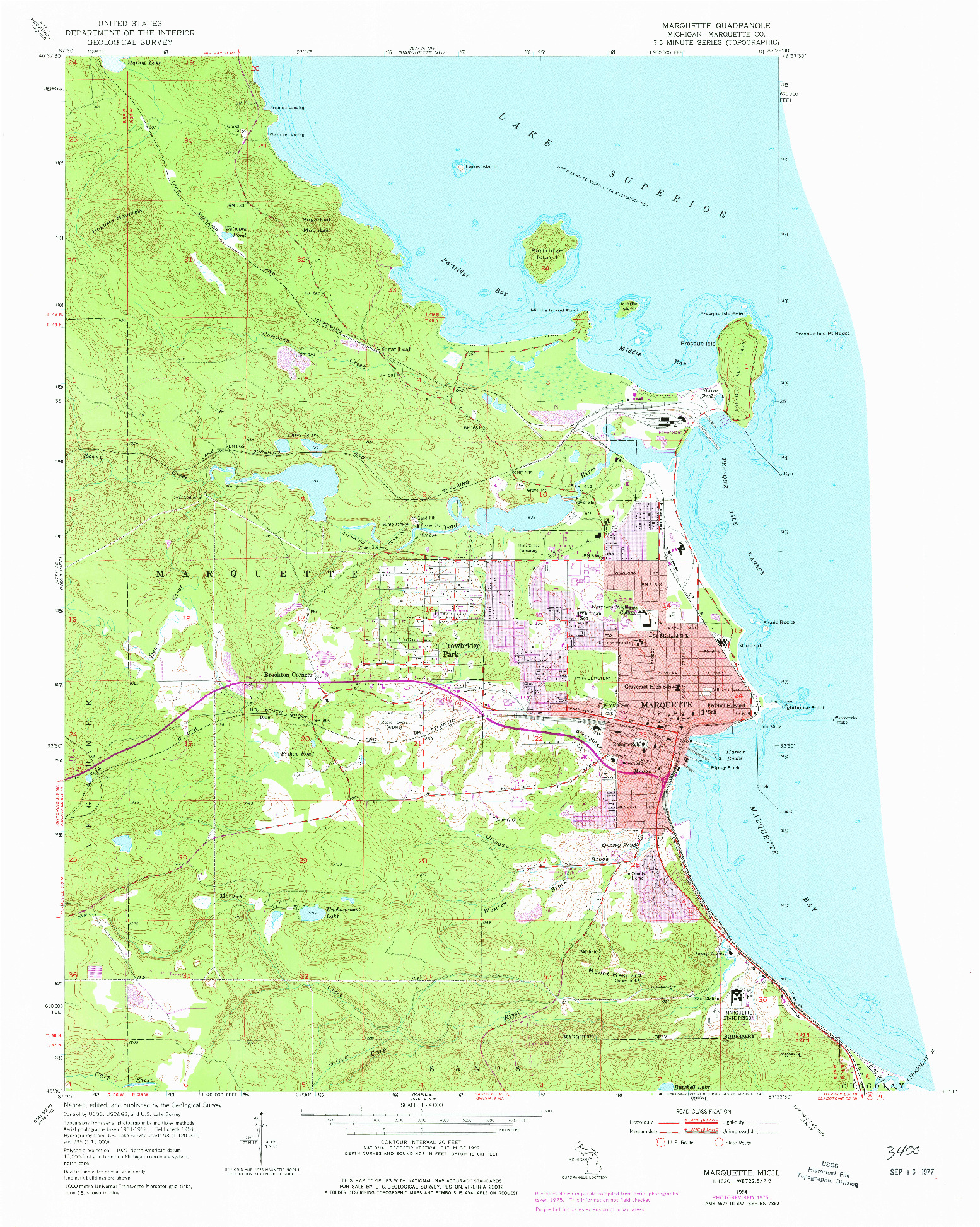 USGS 1:24000-SCALE QUADRANGLE FOR MARQUETTE, MI 1954