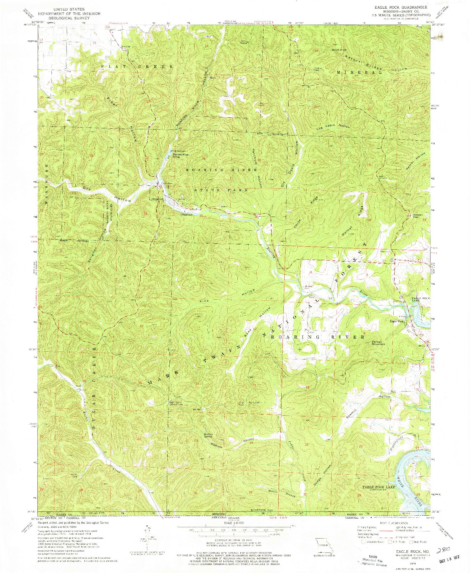 USGS 1:24000-SCALE QUADRANGLE FOR EAGLE ROCK, MO 1974