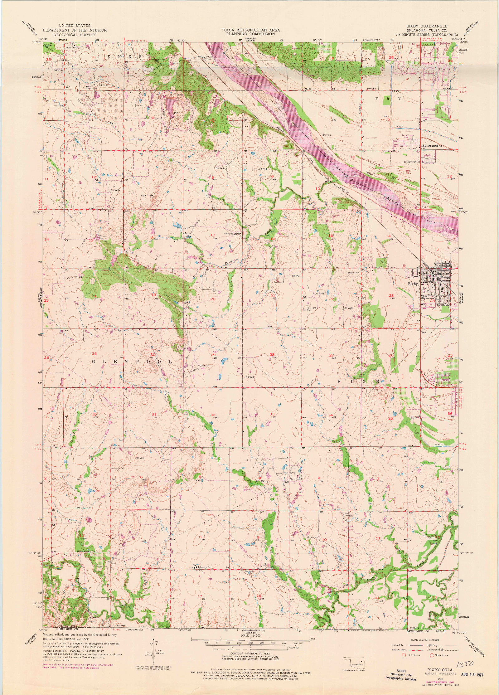 USGS 1:24000-SCALE QUADRANGLE FOR BIXBY, OK 1957