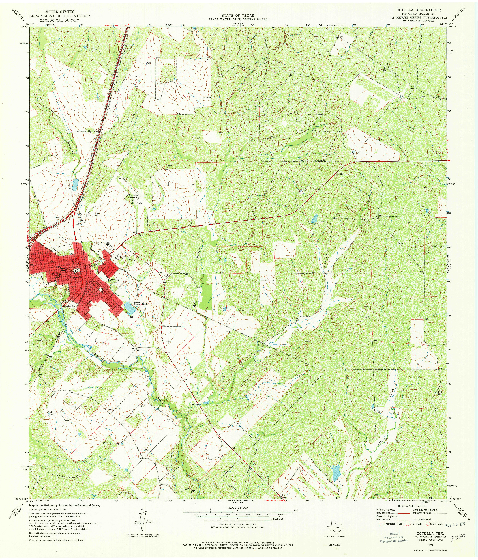 USGS 1:24000-SCALE QUADRANGLE FOR COTULLA, TX 1974