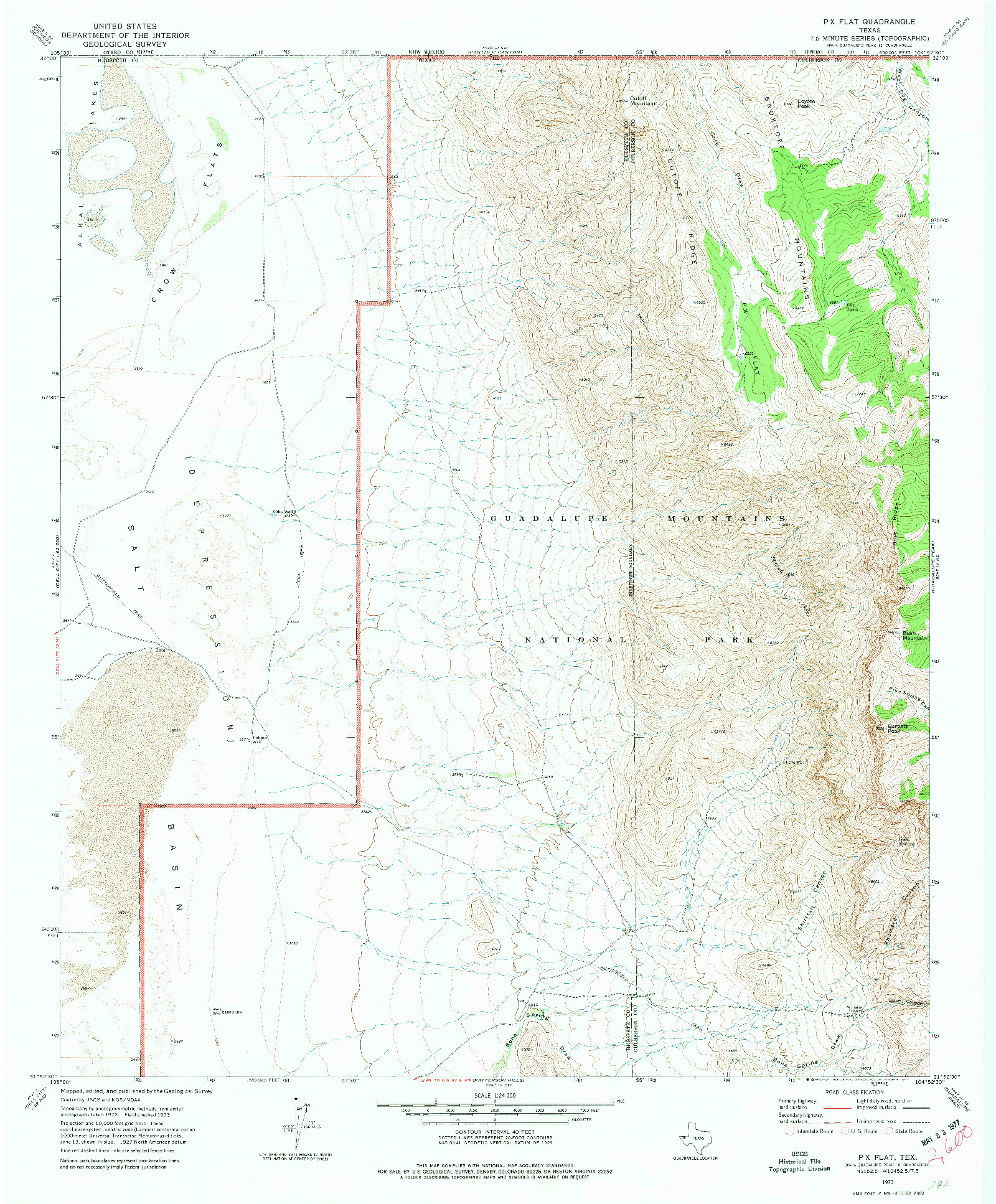 USGS 1:24000-SCALE QUADRANGLE FOR P X FLAT, TX 1973