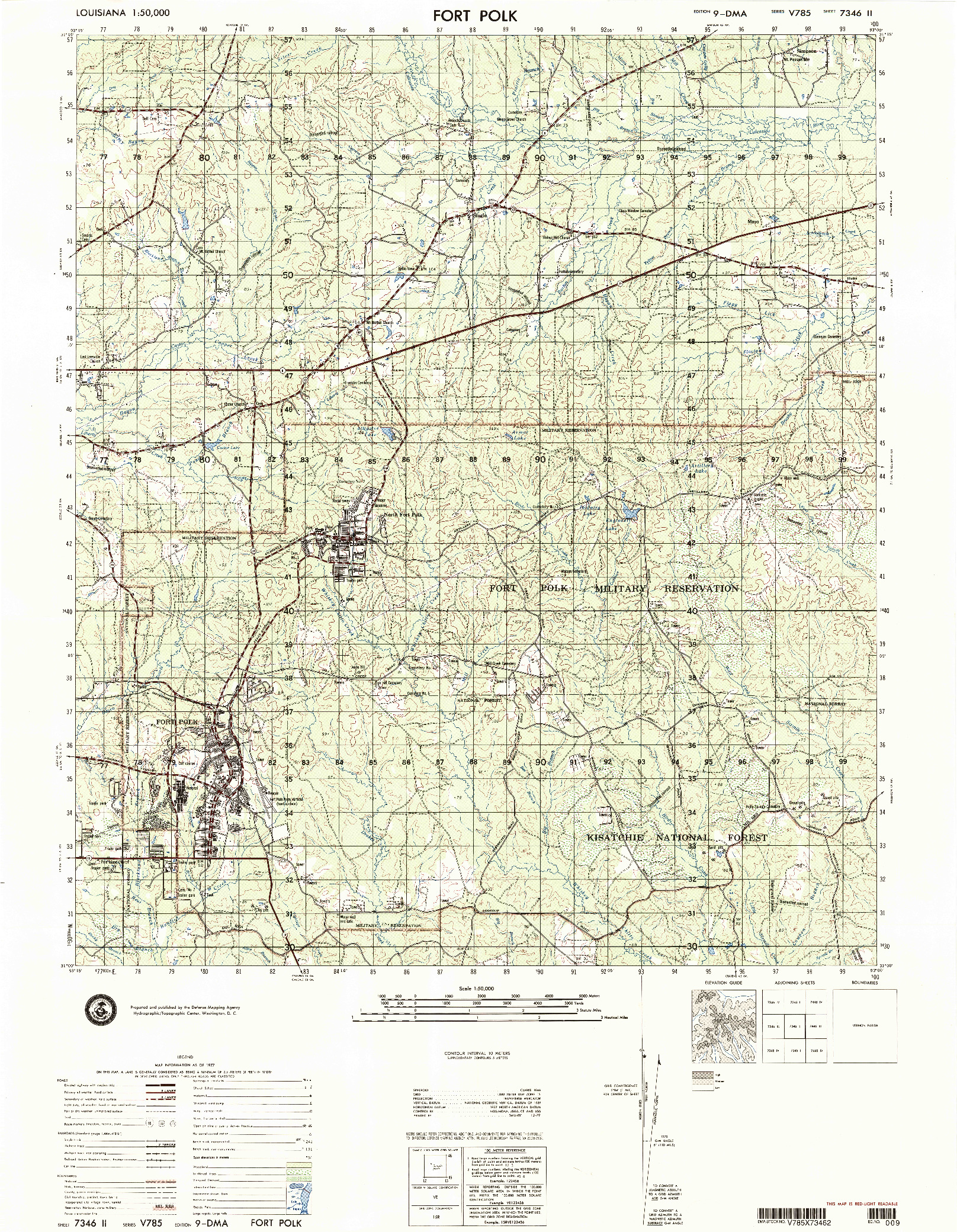 USGS 1:50000-SCALE QUADRANGLE FOR FORT POLK, LA 1977