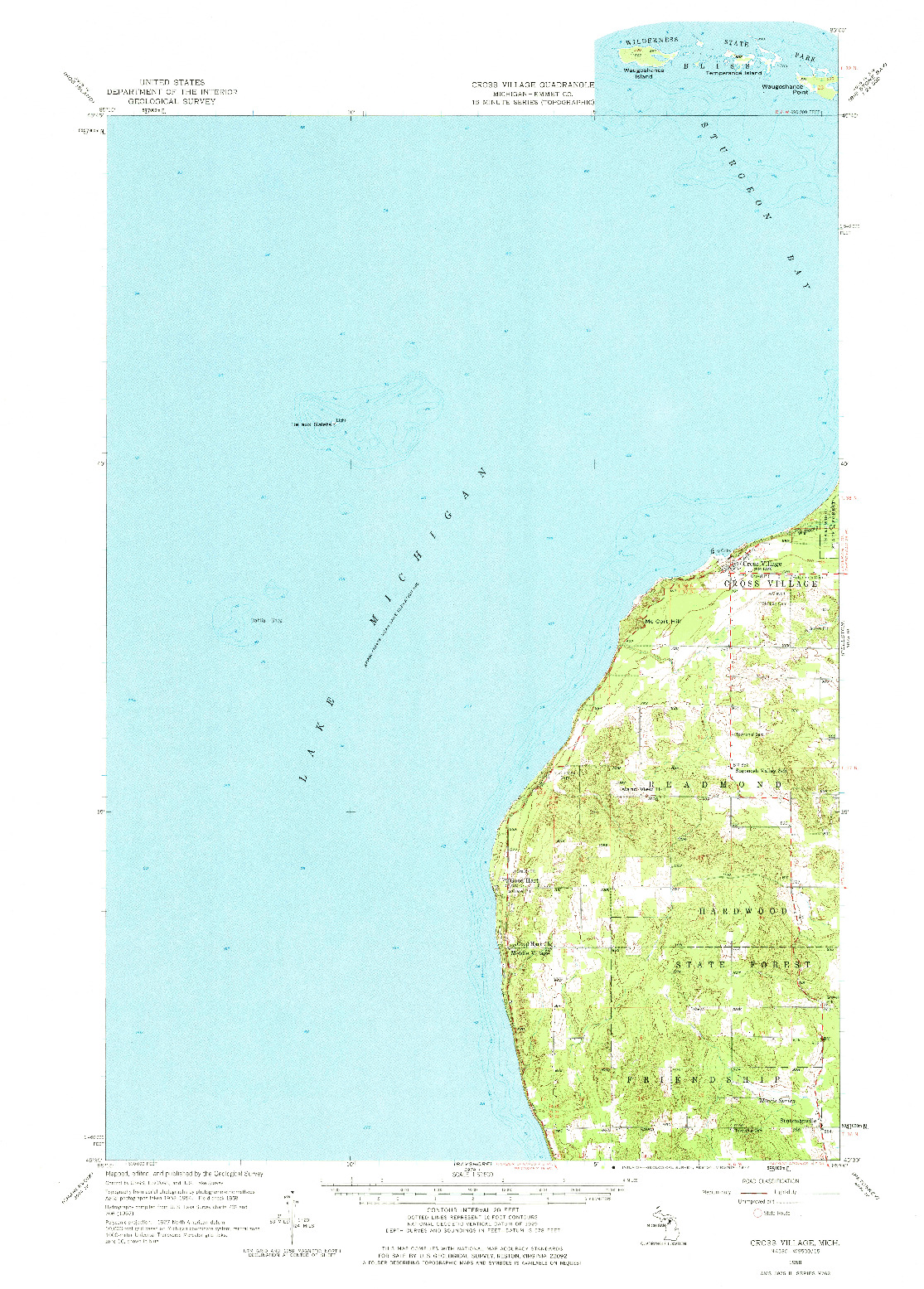 USGS 1:62500-SCALE QUADRANGLE FOR CROSS VILLAGE, MI 1958