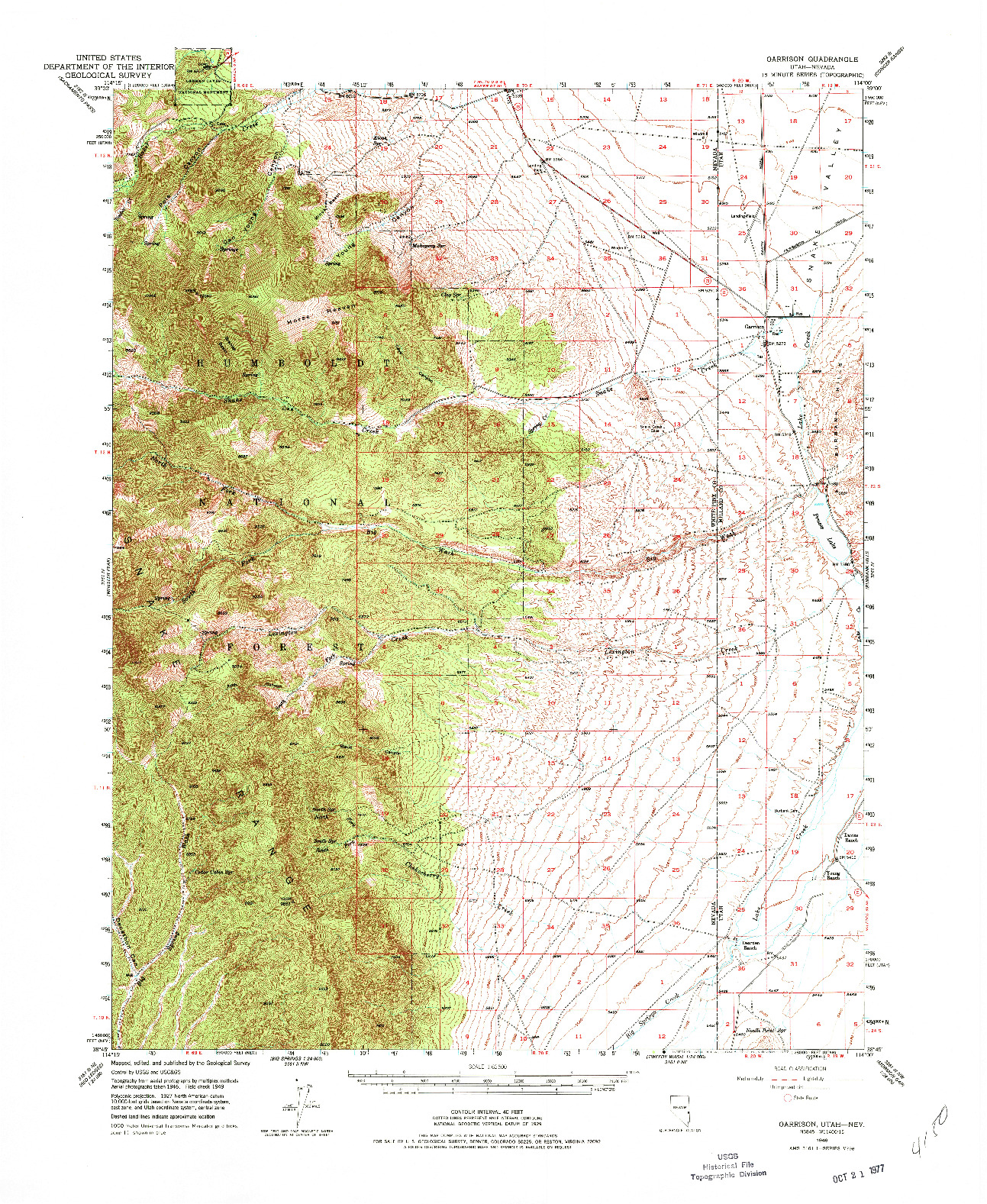 USGS 1:62500-SCALE QUADRANGLE FOR GARRISON, NV 1949