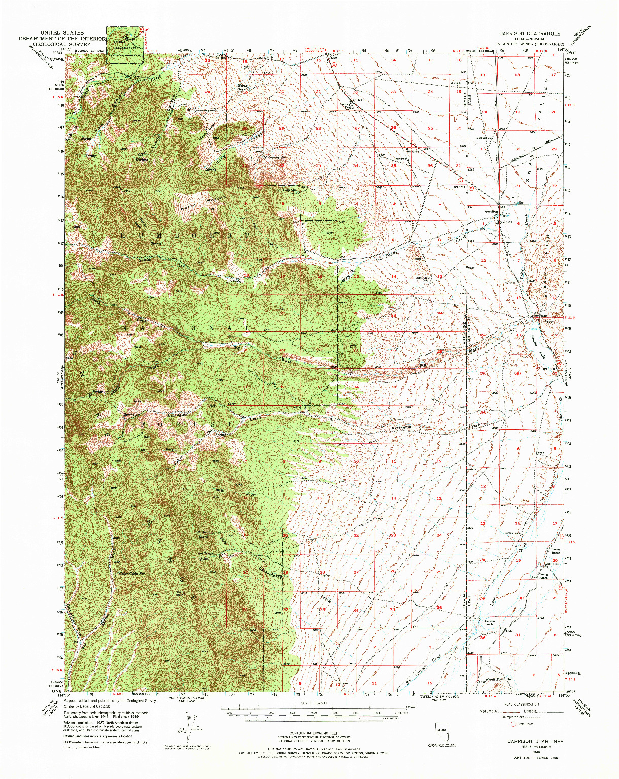 USGS 1:62500-SCALE QUADRANGLE FOR GARRISON, UT 1949